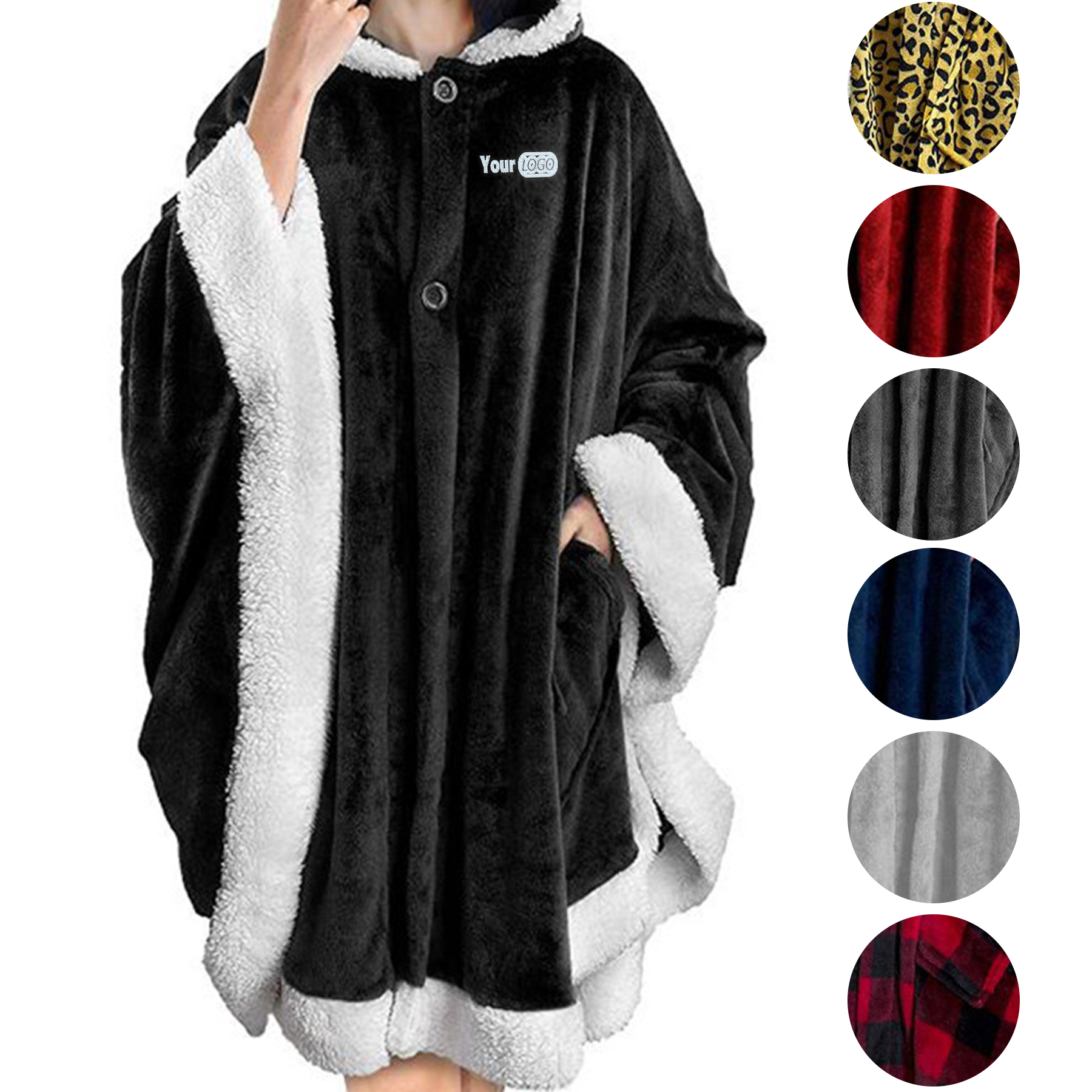 Flannel Pocket Cape Hooded Blanket 9