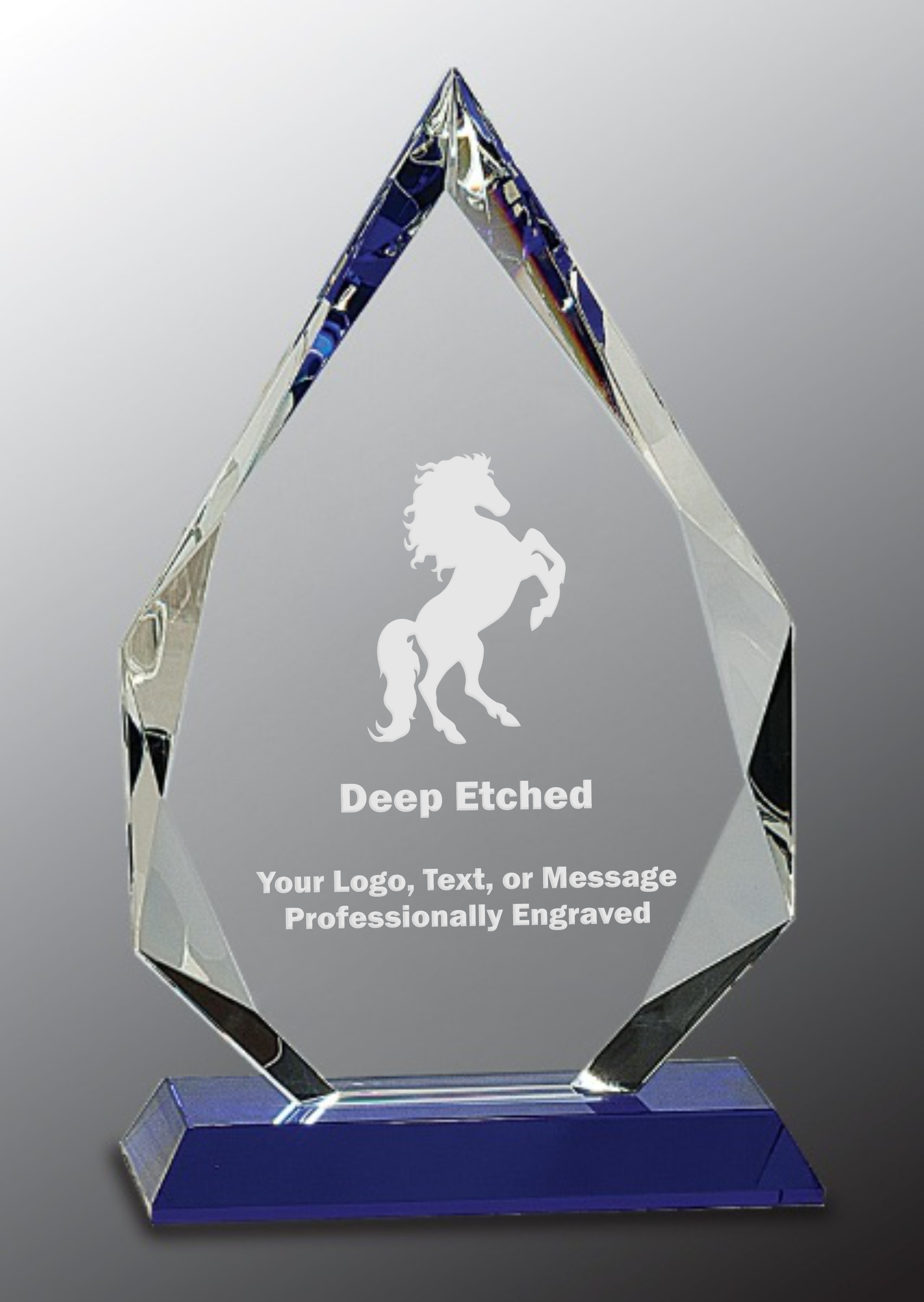 10" Diamond Crystal Award on Blue Pedestal Base