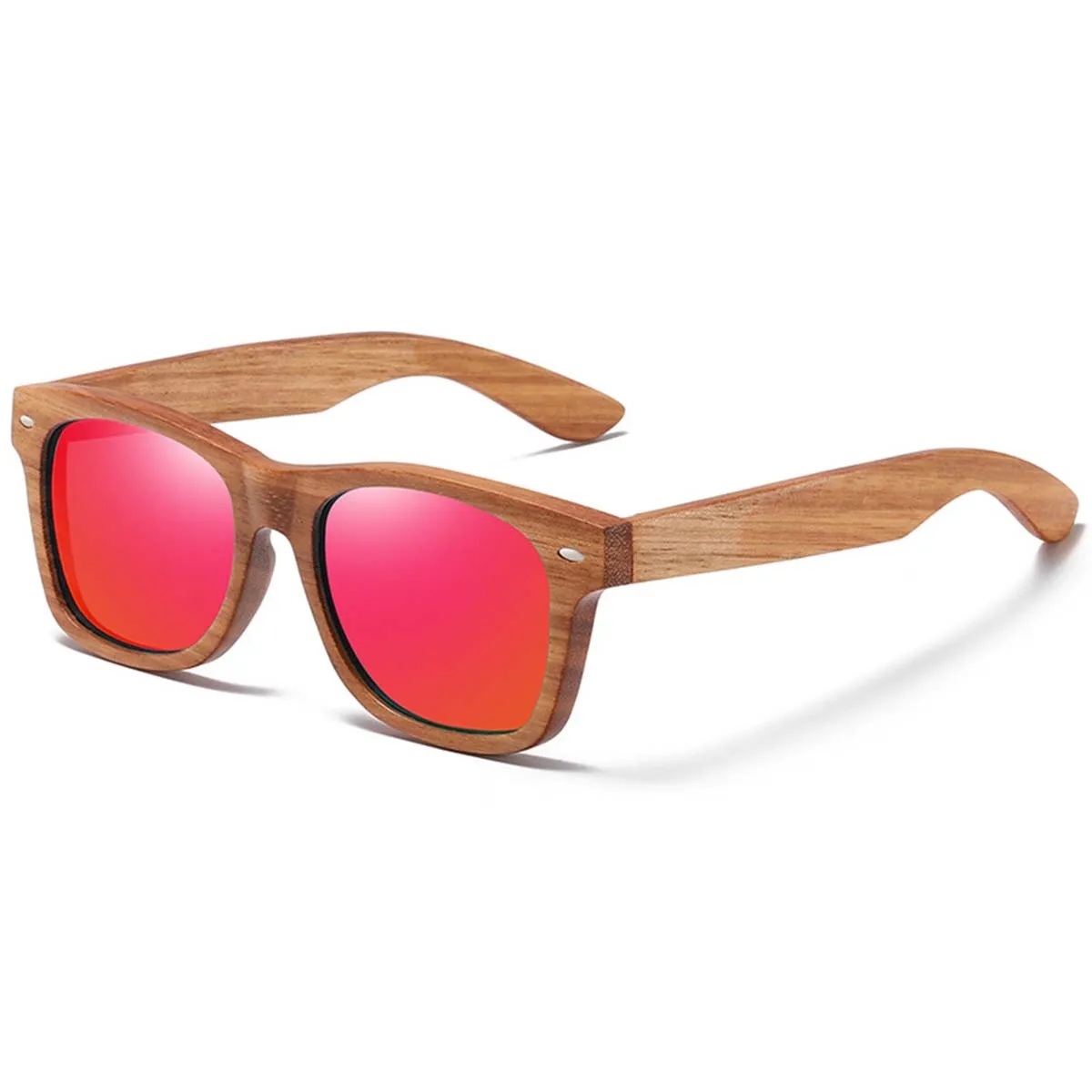 UV400 Unisex Wooden Frame Square Polarized Sunglasses 11