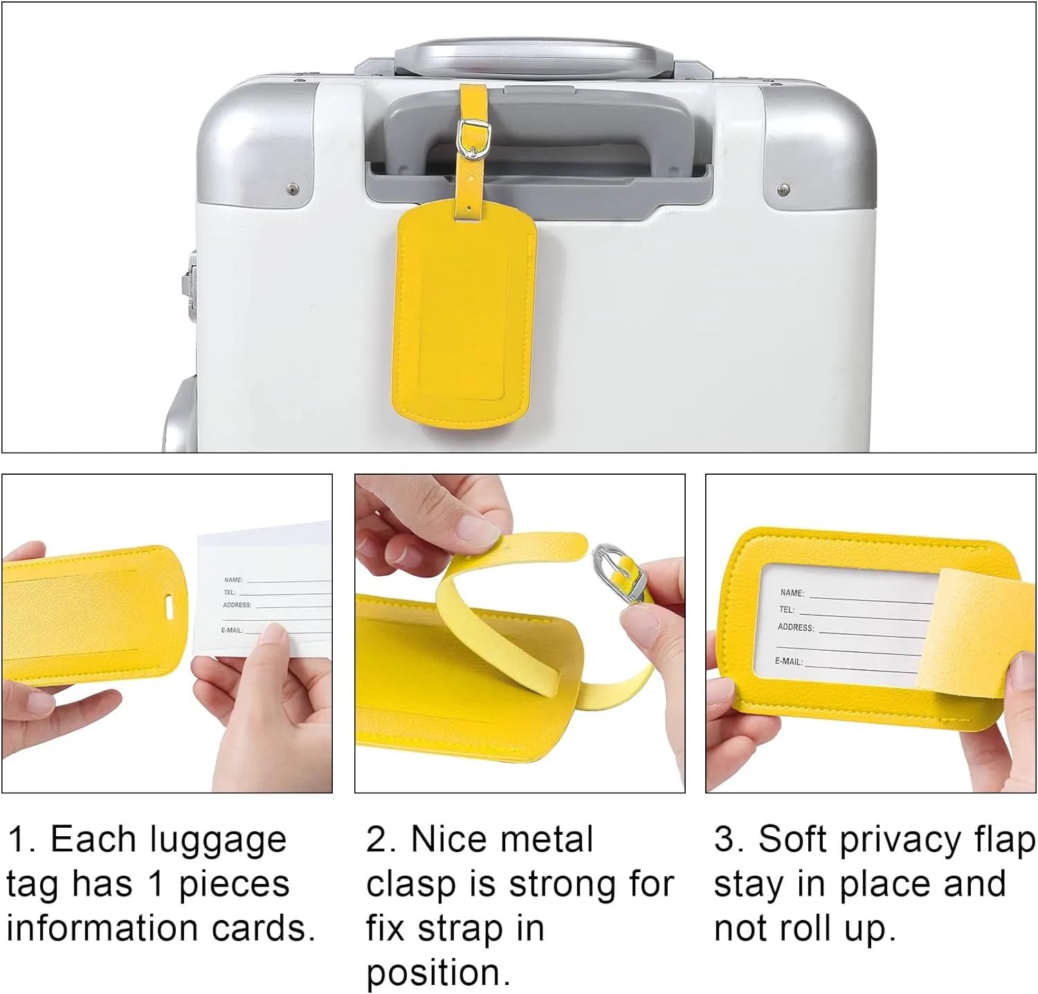 PU Leather Privacy Protection Luggage ID Label Tag 7
