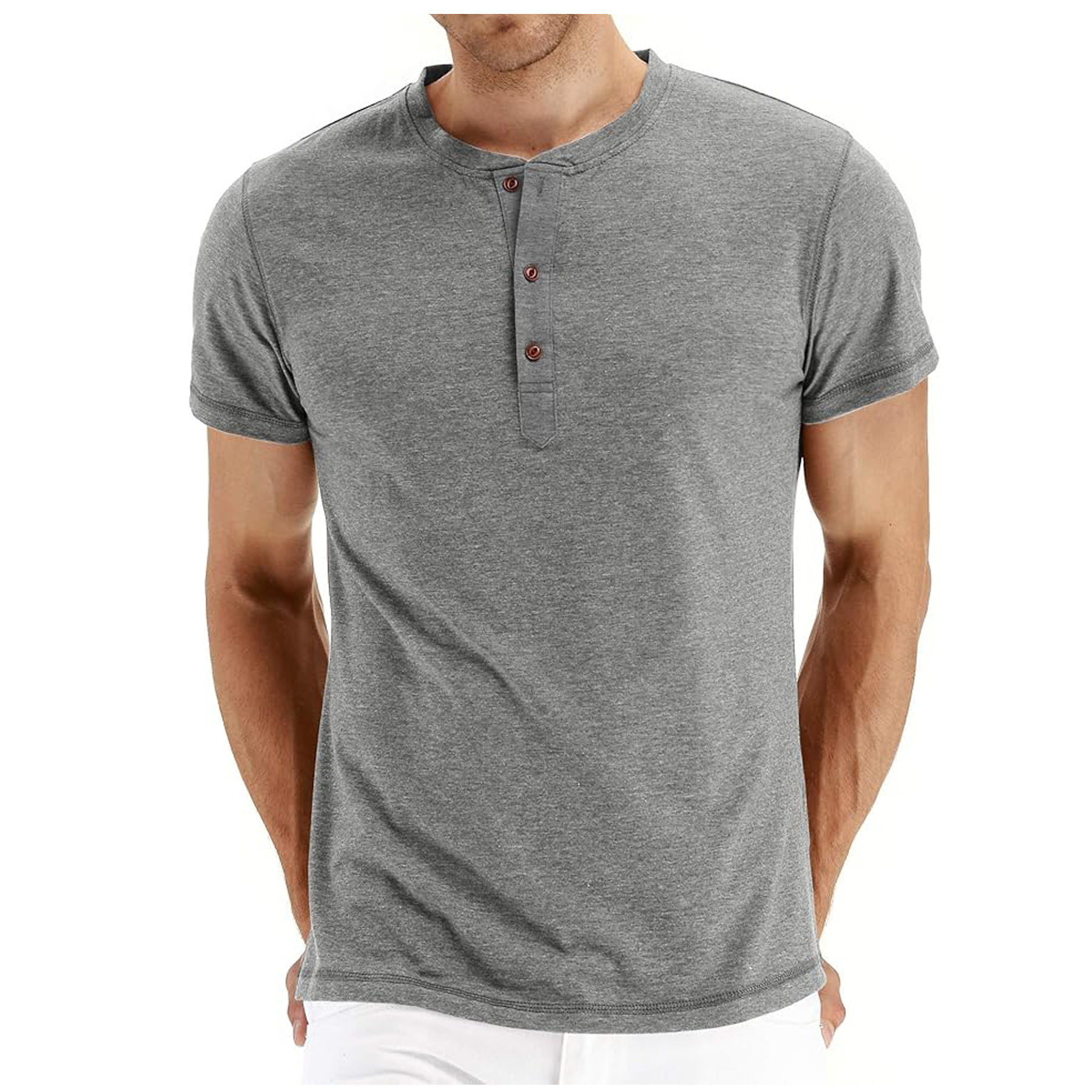 Men's Long Sleeve Henley Cotton T Shirts 9
