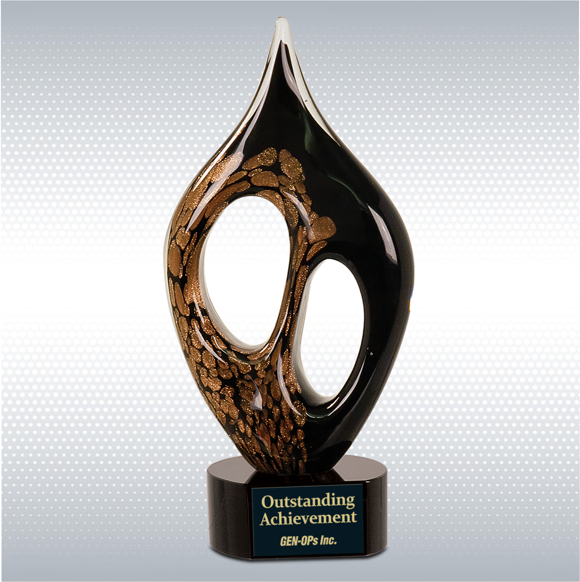 10 1/4" Black/Gold Coral Art Glass 3