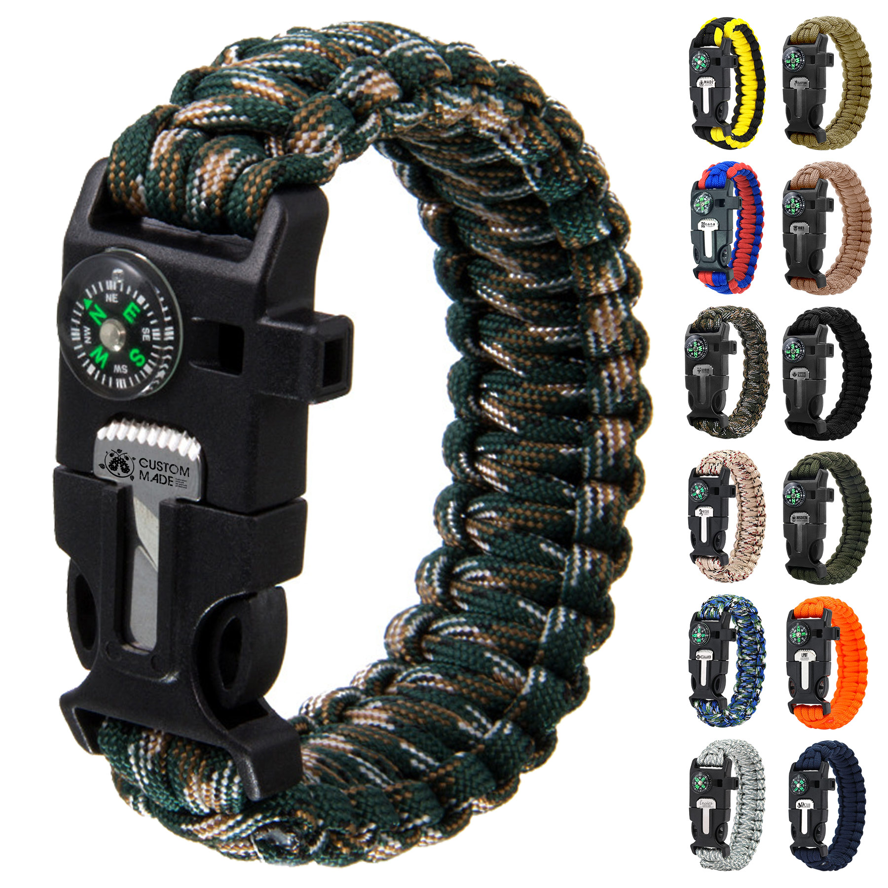 6-In-1 10'' Survival Polyester Paracord Bracelet 7