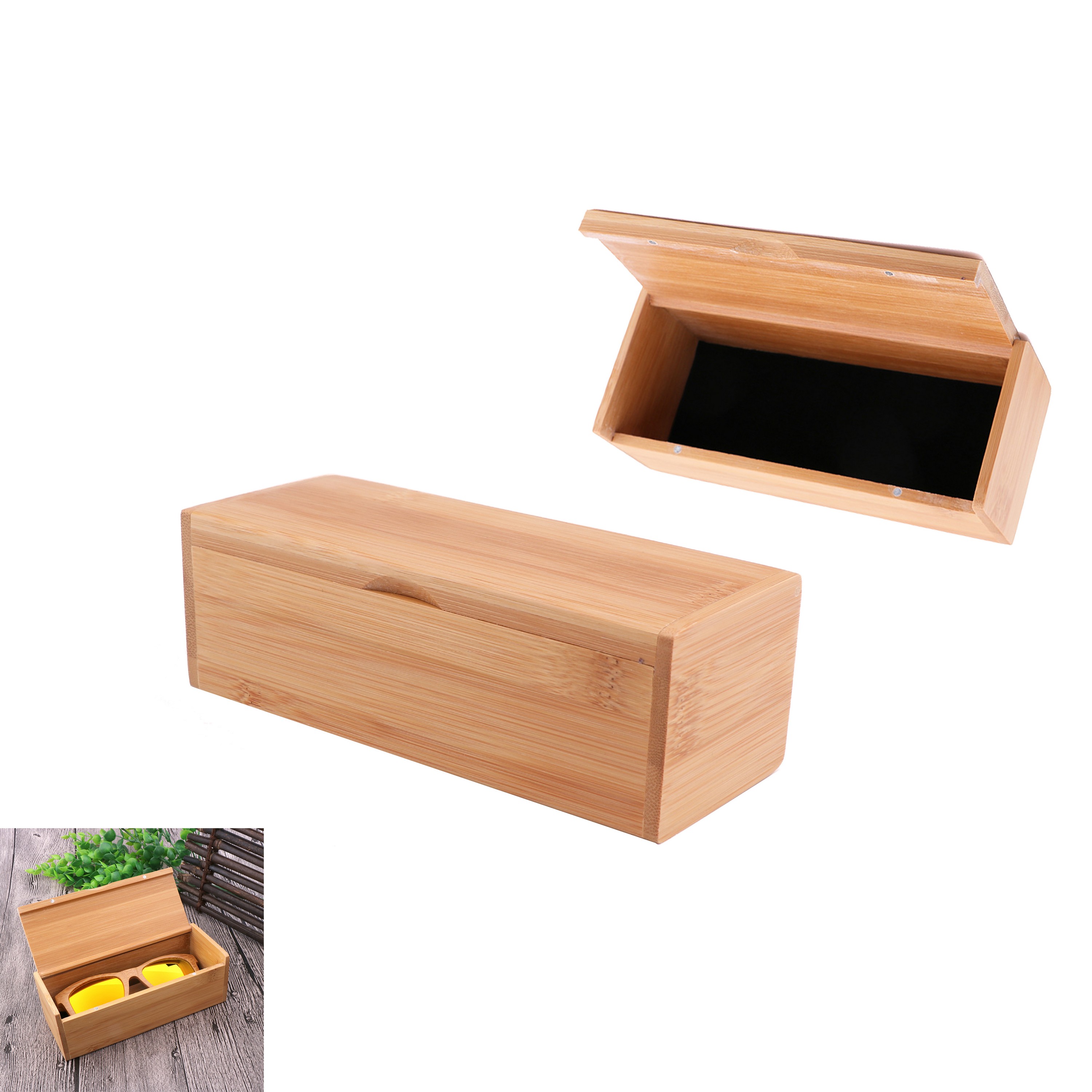 Natural Bamboo Magnetic Sunglasses Case-Ocean 2