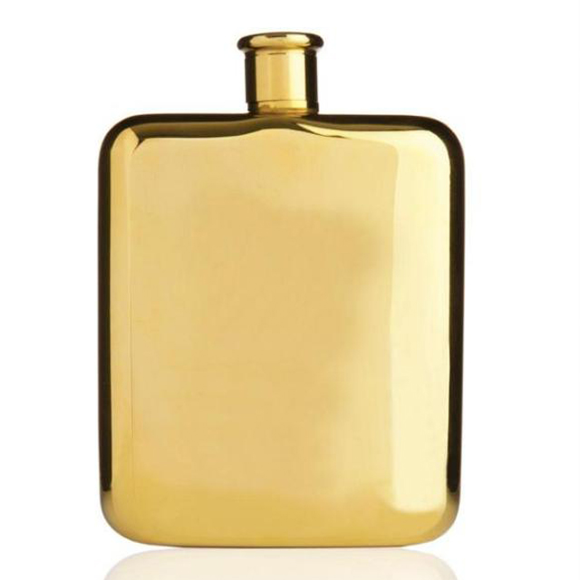Gold Color Mirror Finished Hip Flask 6oz 5