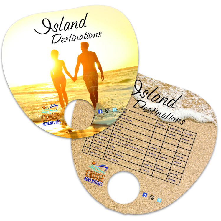 Hand Fan - No Handle - 8.875x8.375 Palm/Leaf Laminated - 14 pt. 3