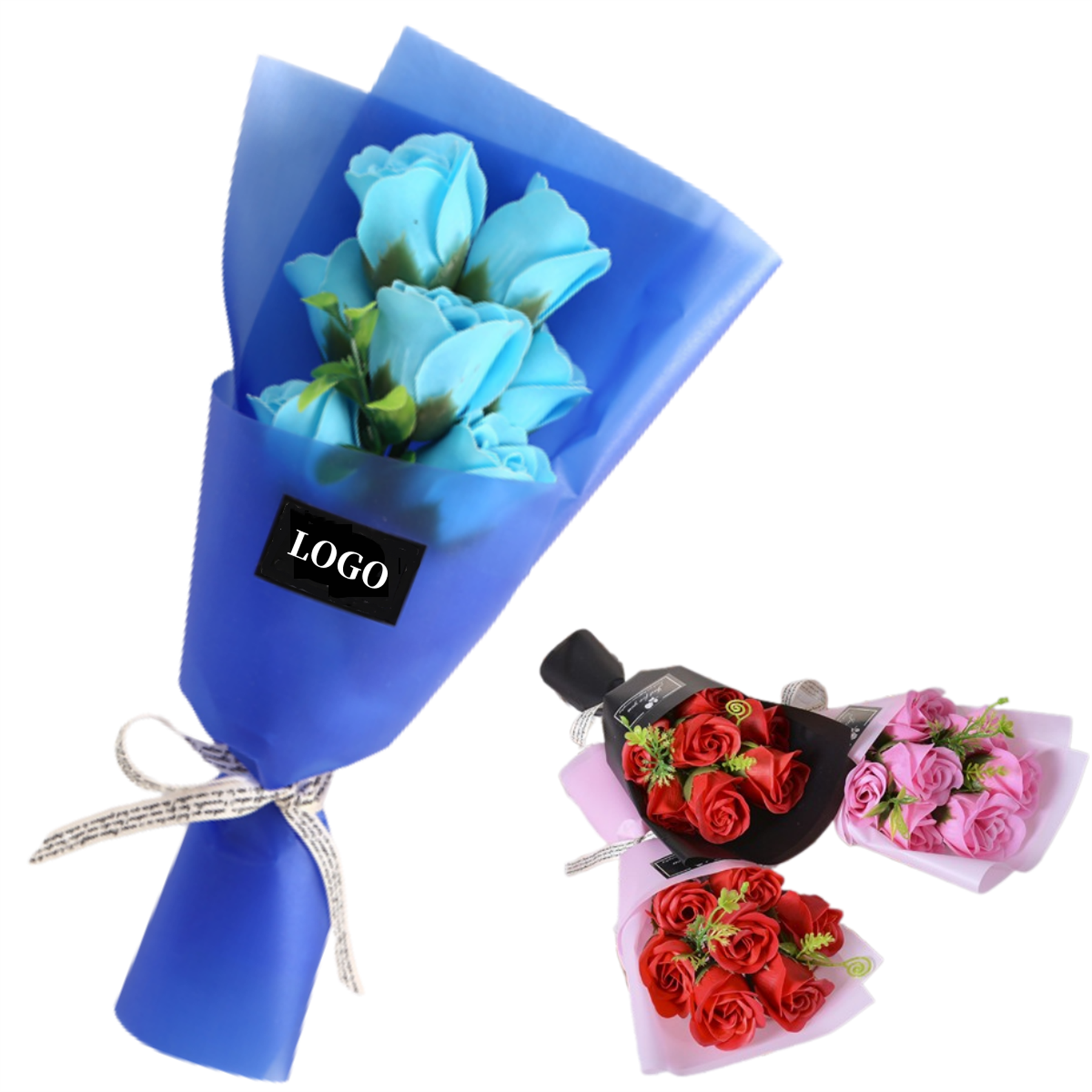 Soap Rose Bouquet With Custom Sticker