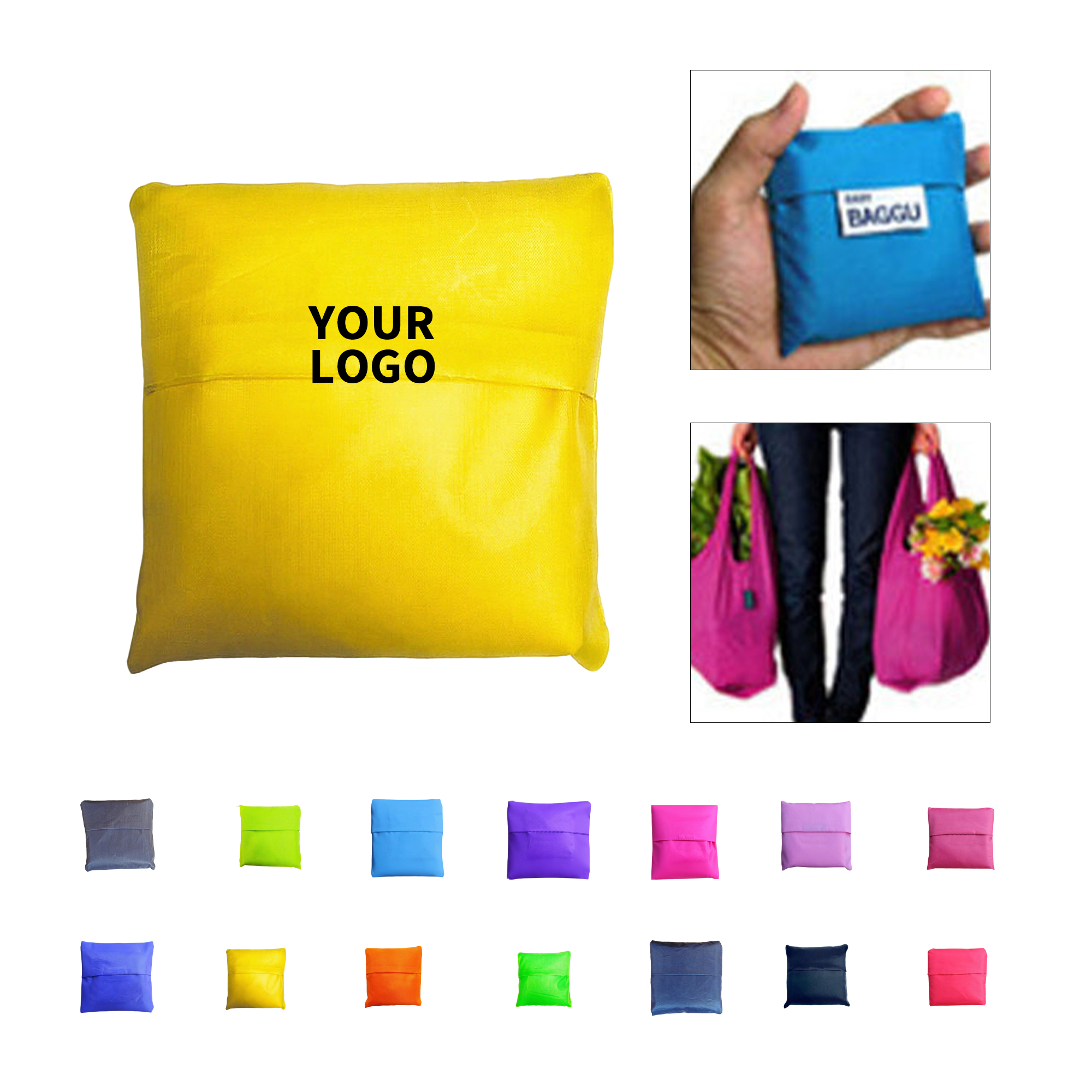 210D Waterproof Folding Shopping Bag With Pouch 10