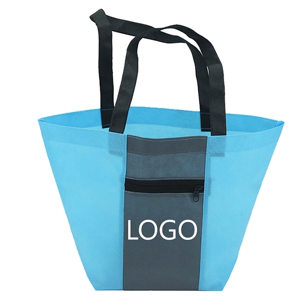 Trapezoid Non-Woven zipper pocket Tote Bag 2