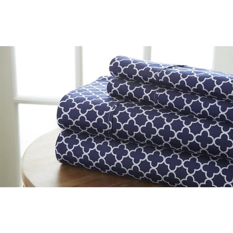 Premium Sheet Sets - Navy Quatrefoil Cali King 4 Piece 2
