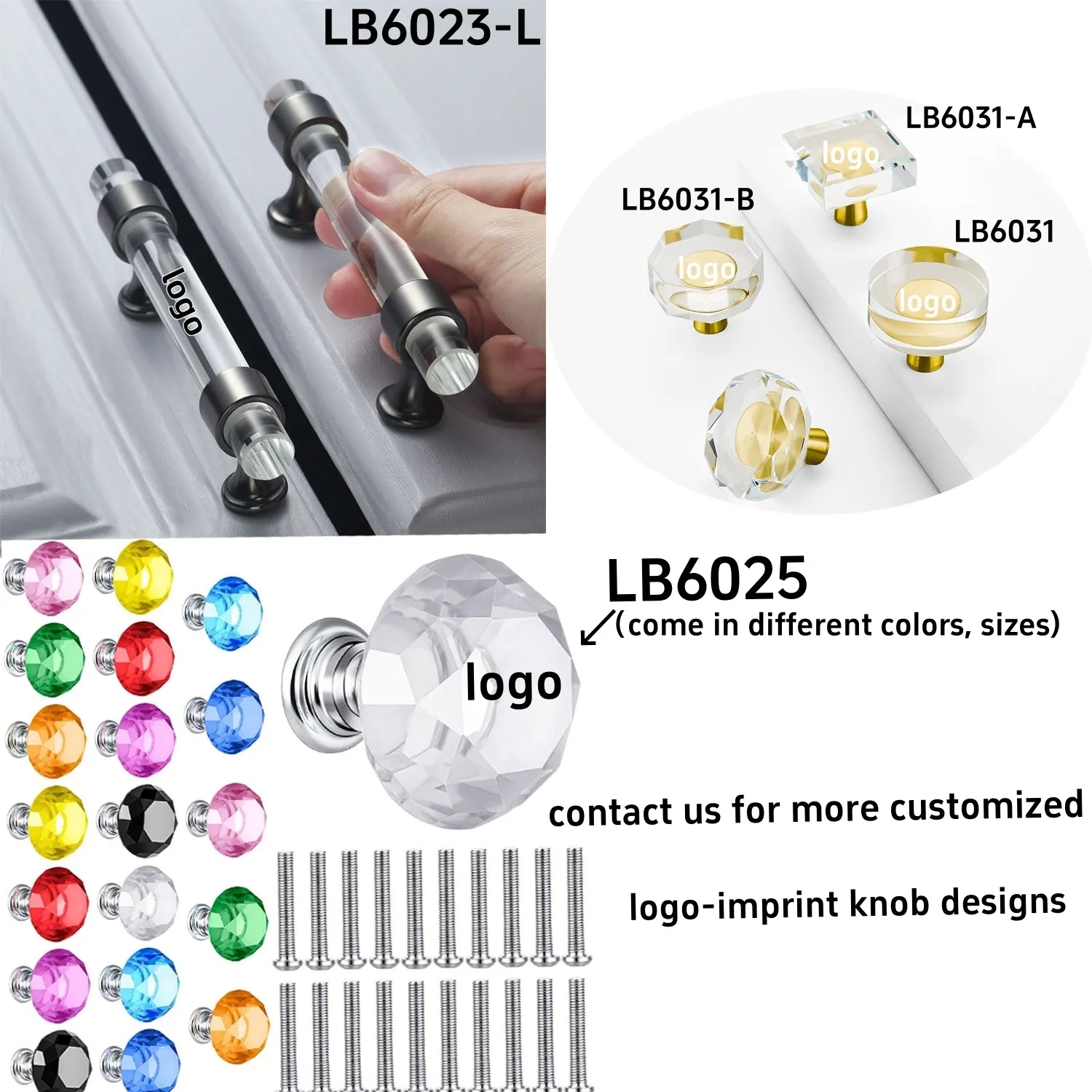 Glass Handle Pulls Crystal Knobs for Drawer Cupboard 6