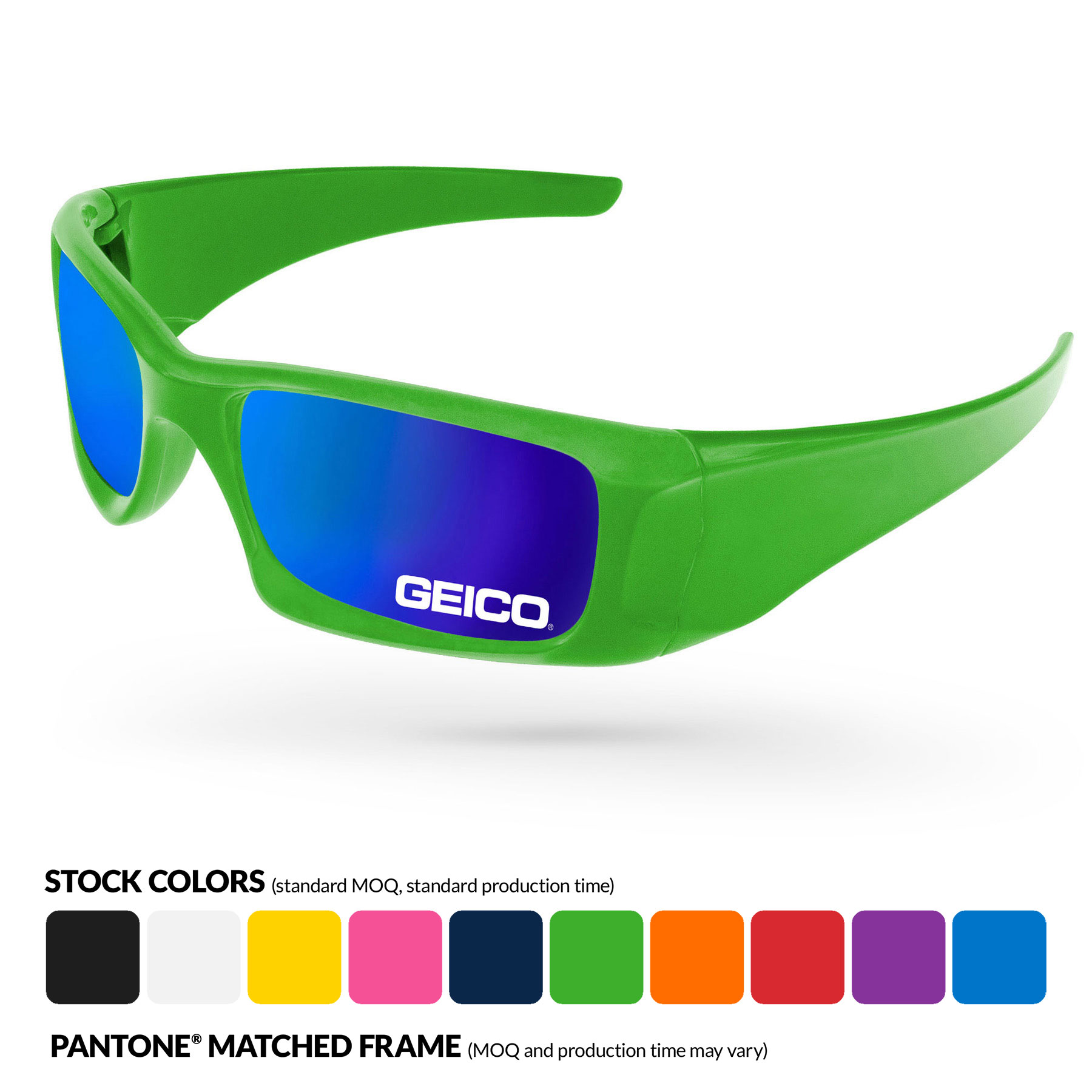 Wrap Mirror Sunglasses w/1 Color Lens Imprint 7