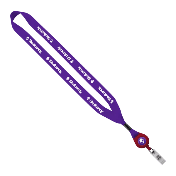 3/4" Polyester Lanyard with Metal Crimp & Retractable Badge Reel 263