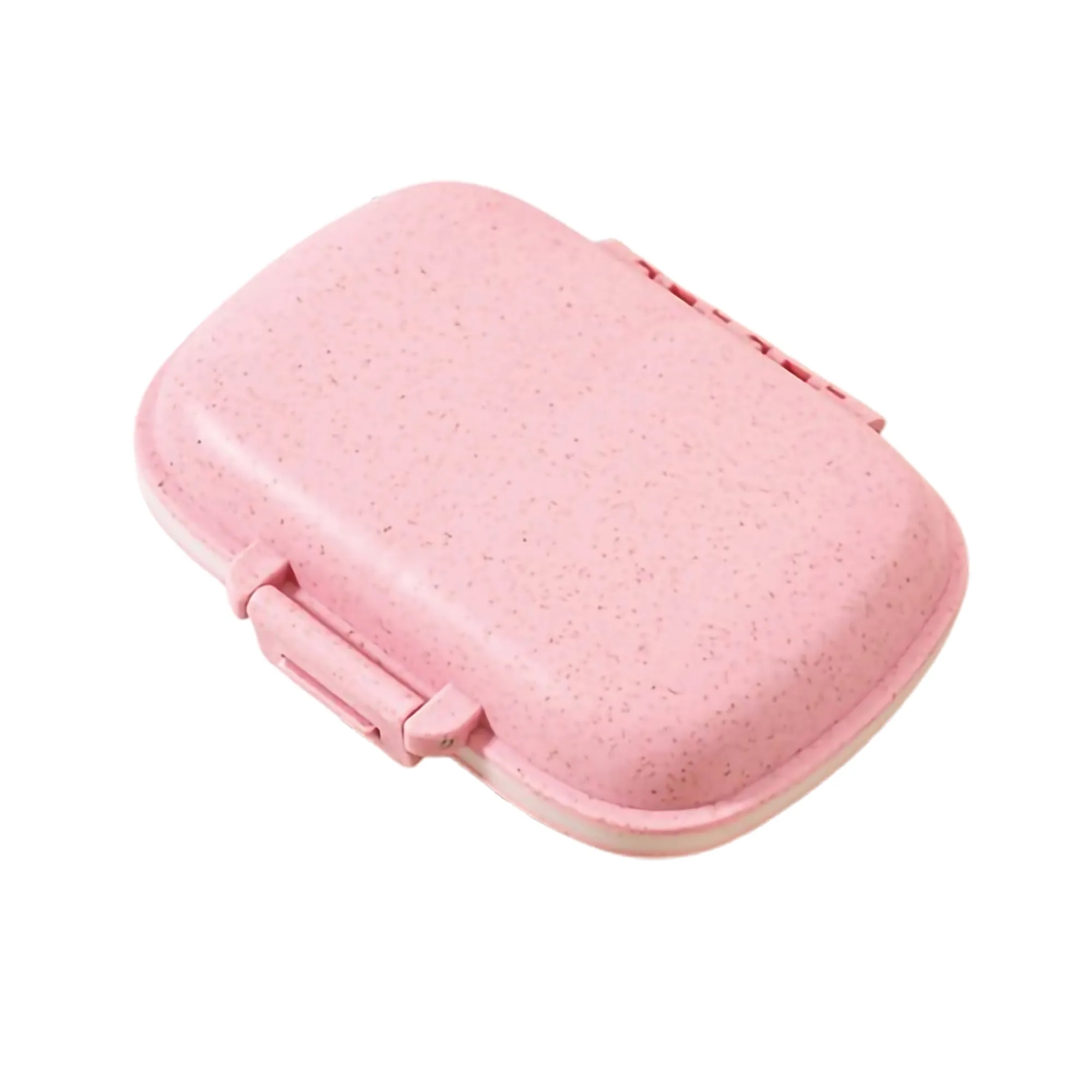 Mini Travel 8 Compartments Eco Wheat Straw Daily Pill Box 4