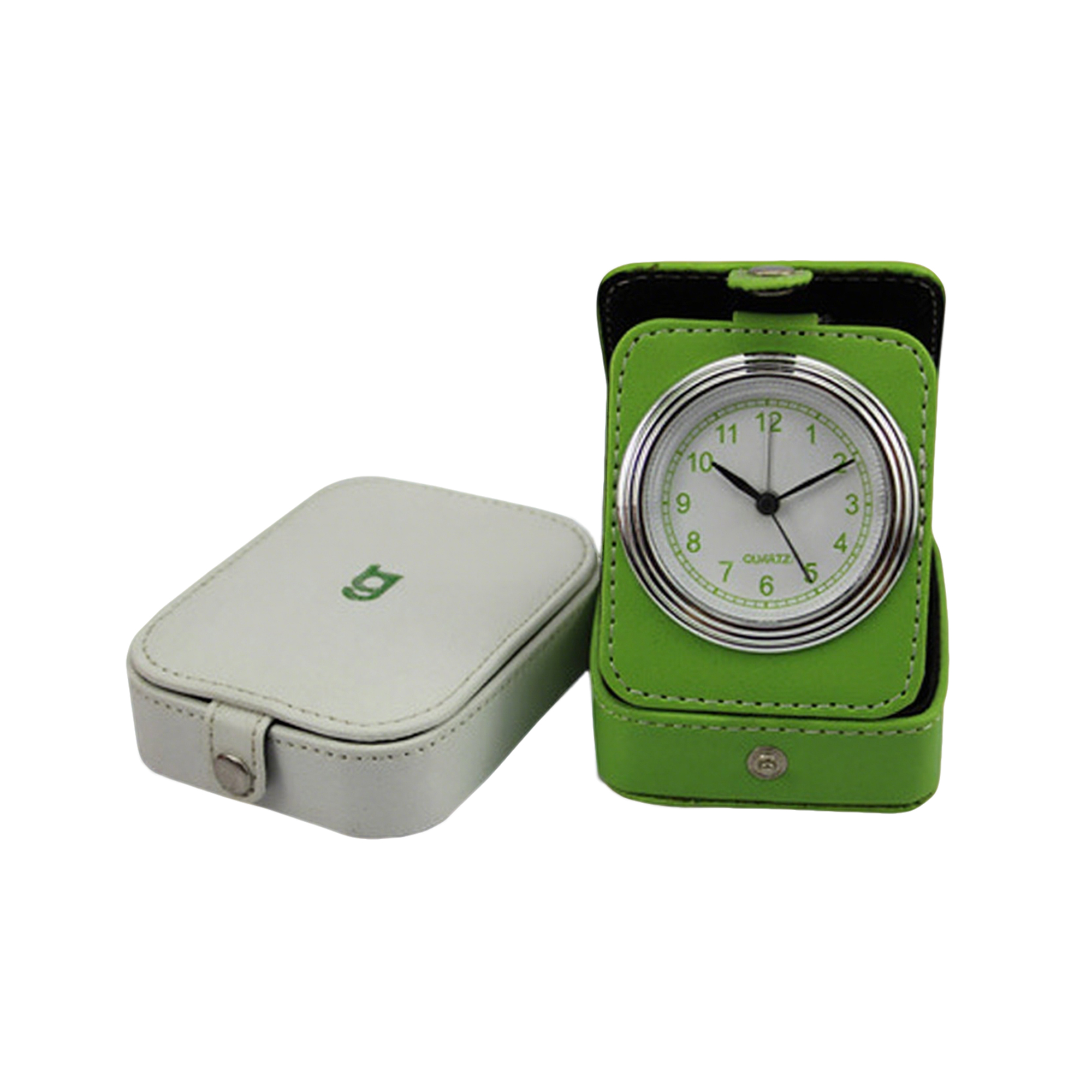 Folding Faux Leather Travel Alarm Clock With Analog Movement 10