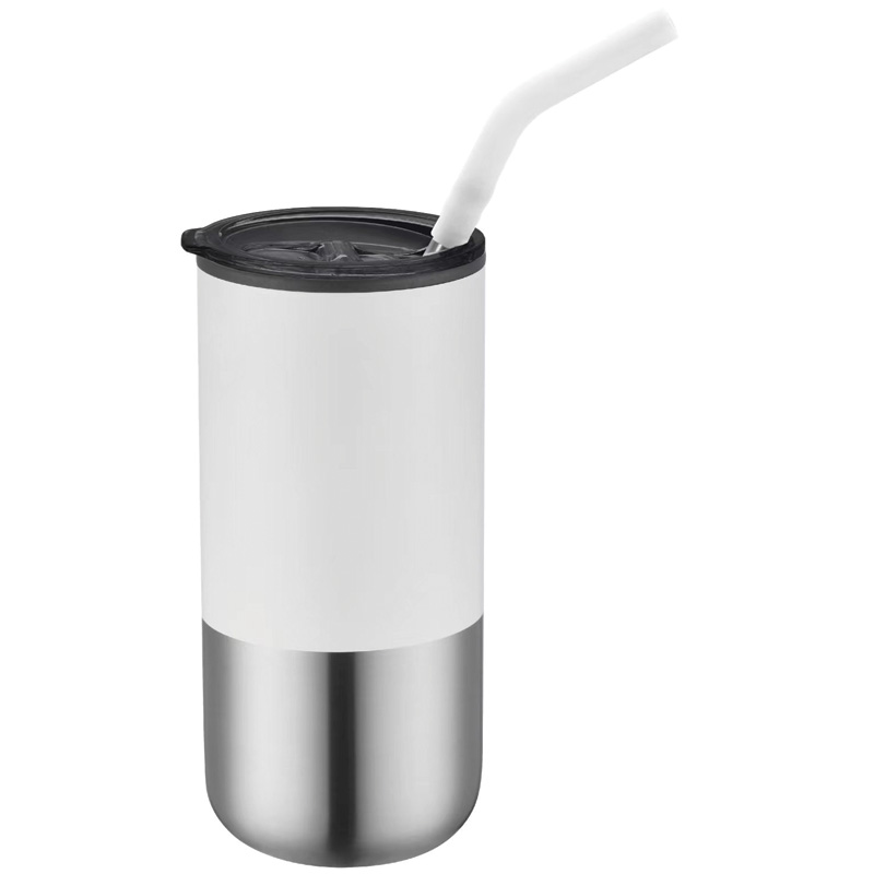 16oz. Stainless Steel Tumbler with Silicone Straw 1