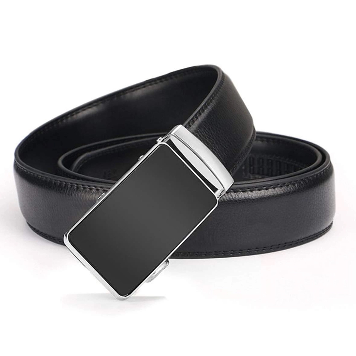 Men'S Leather Dress Belt Automatic Ratchet Buckle 5
