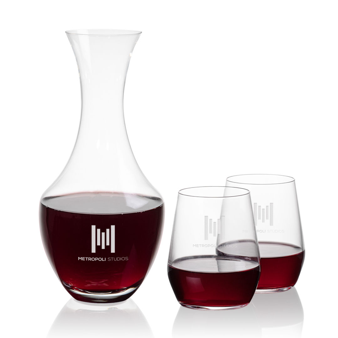 Oldham Carafe & Germain Stemless Wine