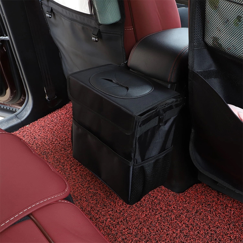 Car Trash Can with Lid and Storage Pockets 3