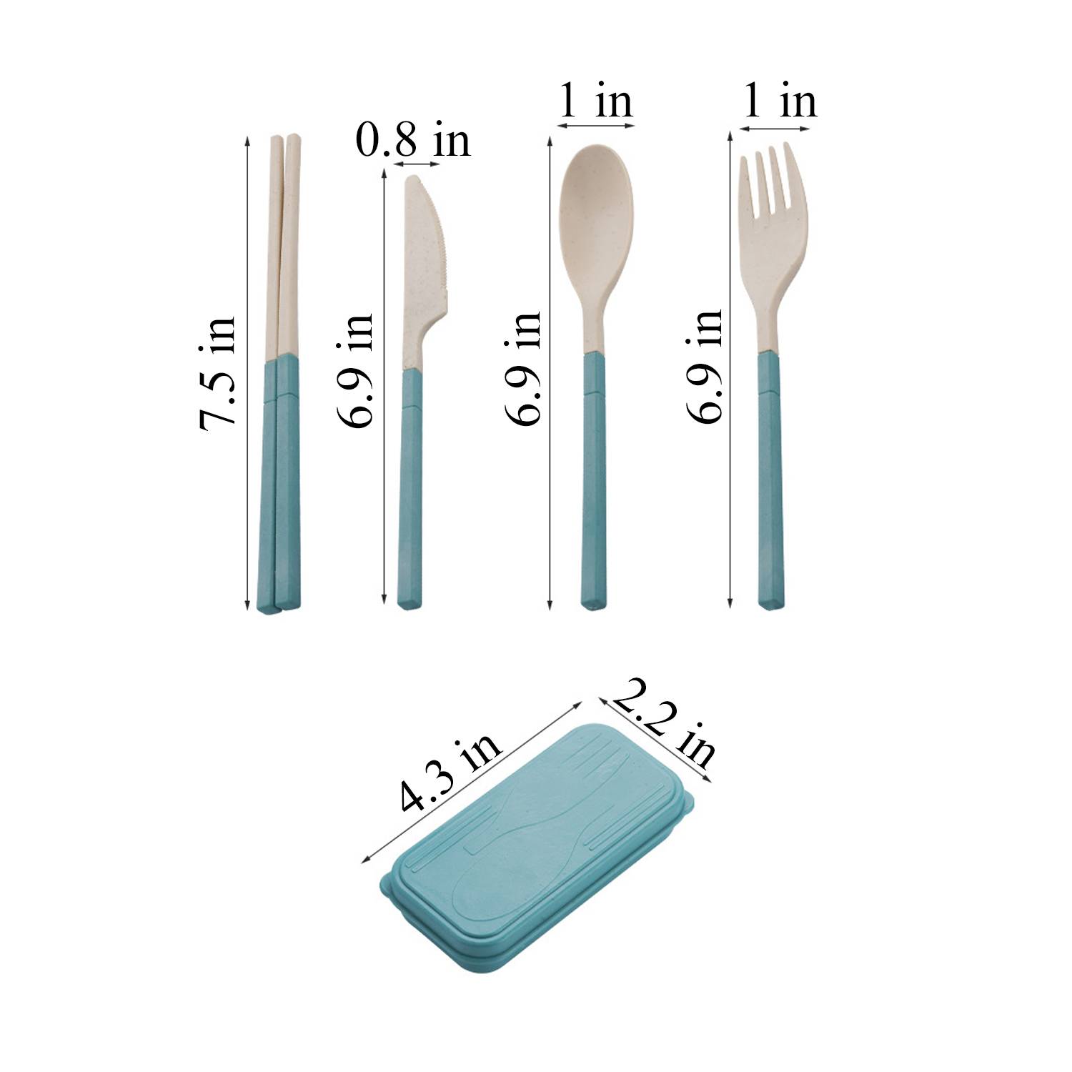 4PCS Eco-Friendly Foldable Wheat Straw Utensil Set w/ Box 5