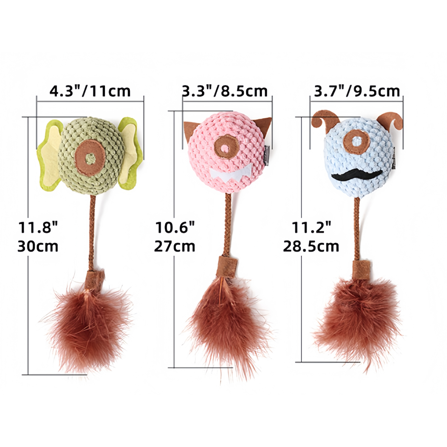 Catnip Plush Feather Tail Pet Chew Toy w/ Bell 8
