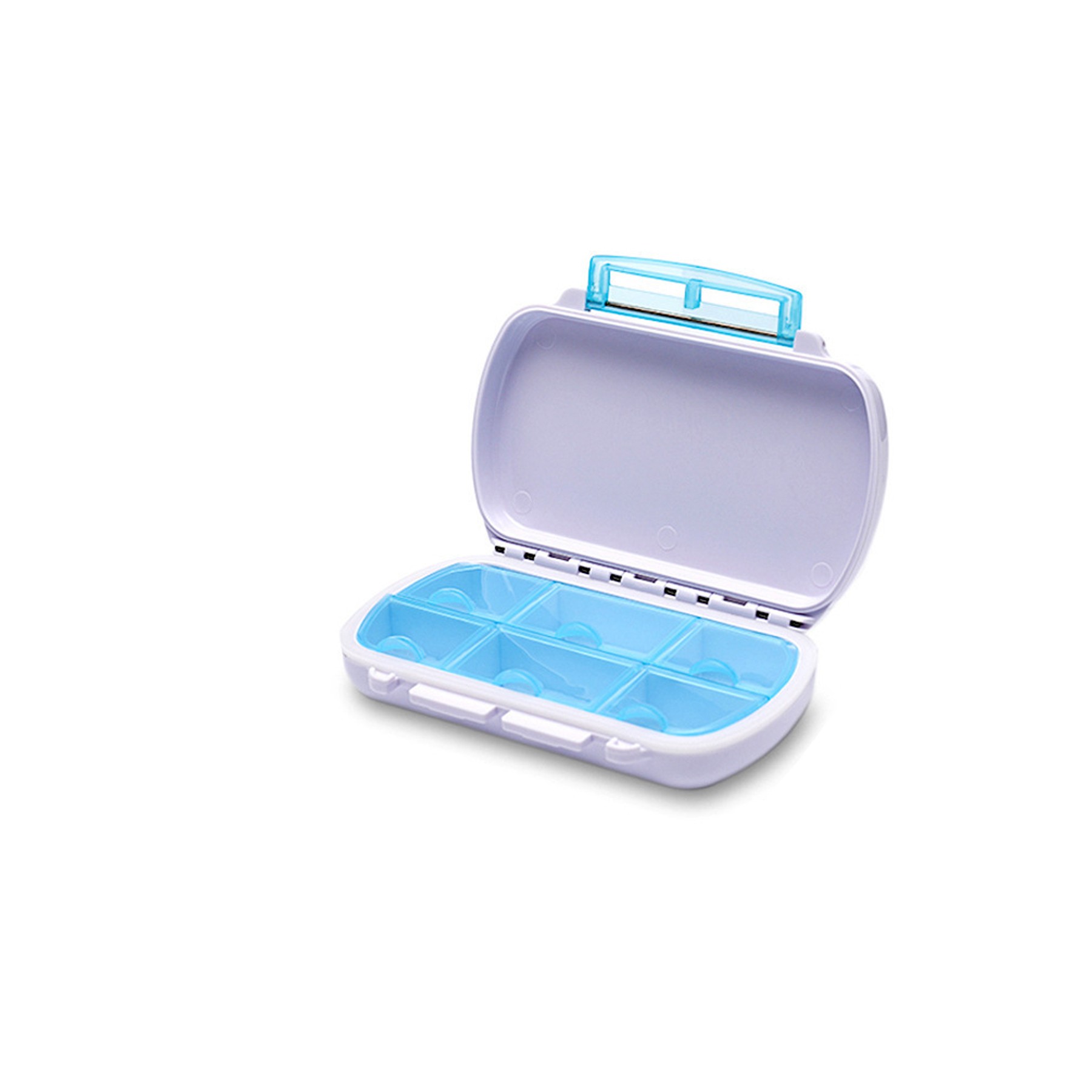 MOQ25 6 Compartment Double Lid Childproof Plastic Pill Box 2