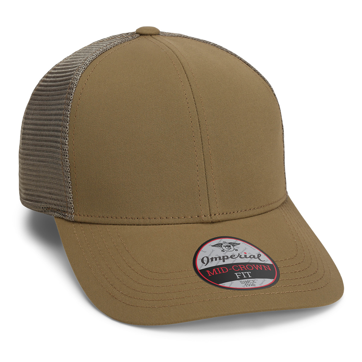 Imperial 1988M 6-Panel The Whitaker Mesh Back Poly Cap w/ Leatherette Patches or Embroidery 15