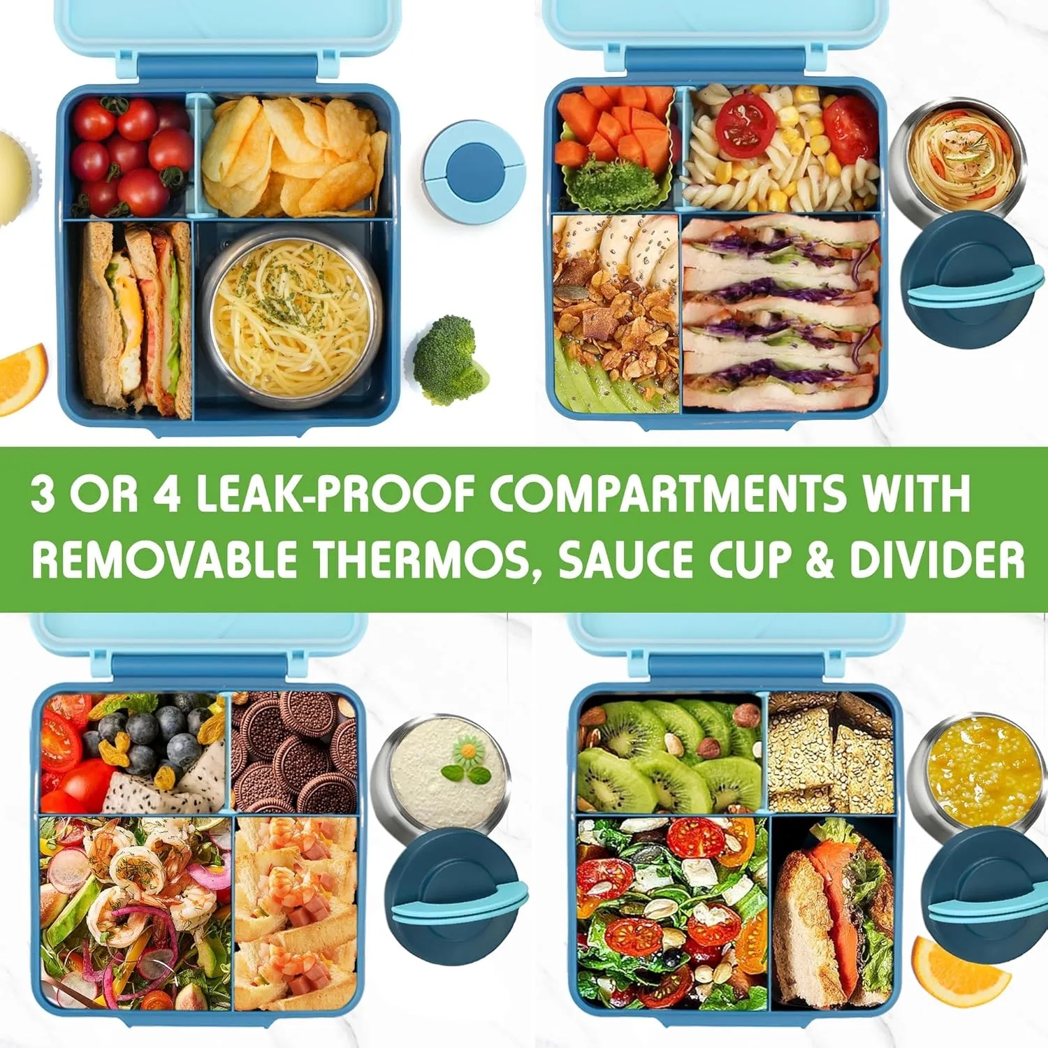 Food Grade PP Bento Lunch Box With Stainless Steel Bowl 7