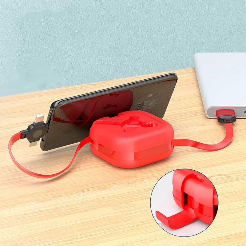 Mini Square Multi Charging Cable With Mobile Phone Holder 7