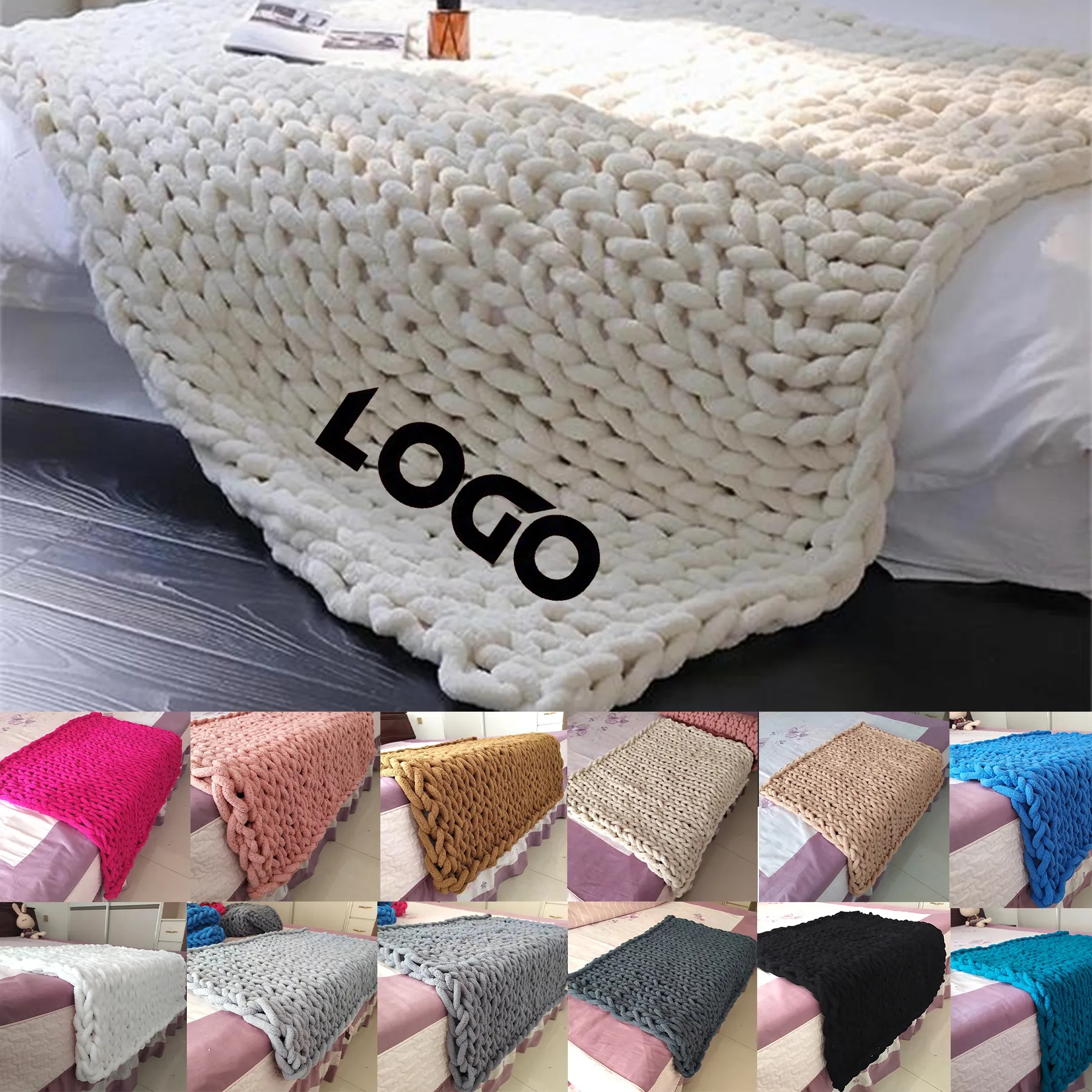 Woven Wool Blanket Sofa Cover 2