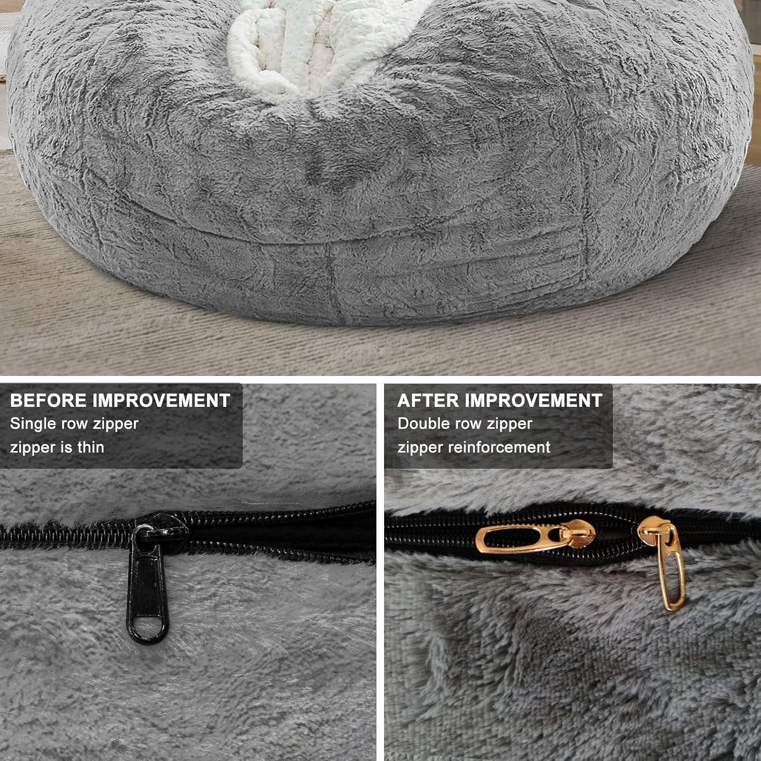 Big Round Soft Fluffy Velvet Bean Bag Chair Cover 11