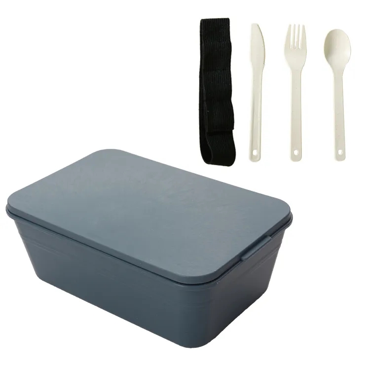 Wheat straw bento box with Knife, fork and spoon set 5