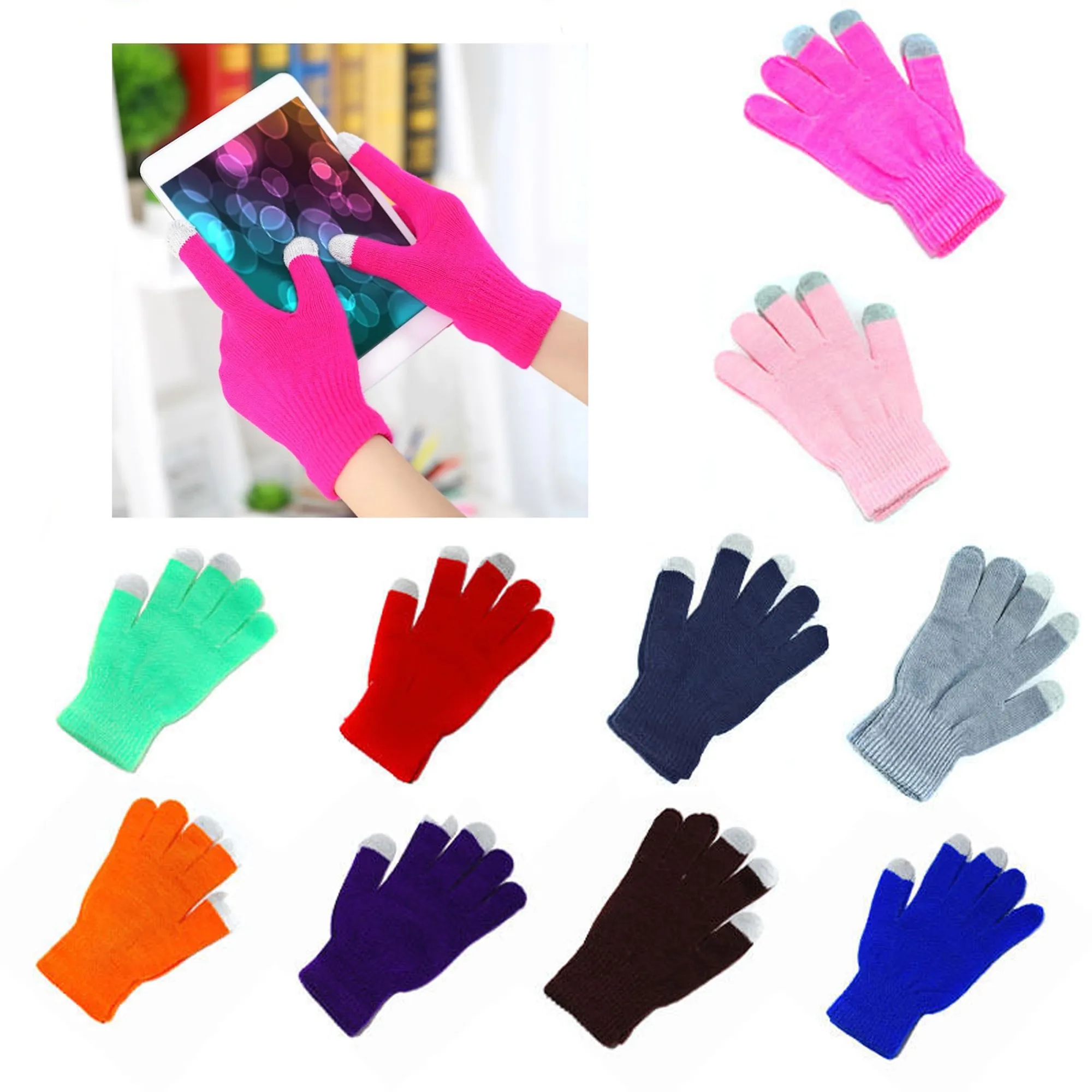 Touchscreen Warm Winter Knit Gloves  MOQ 100PCS"