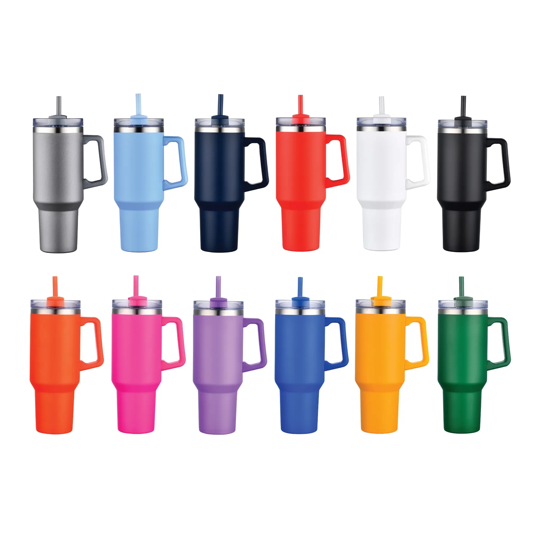 40oz Stainless Travel Mug w/ Handle and Straw 7