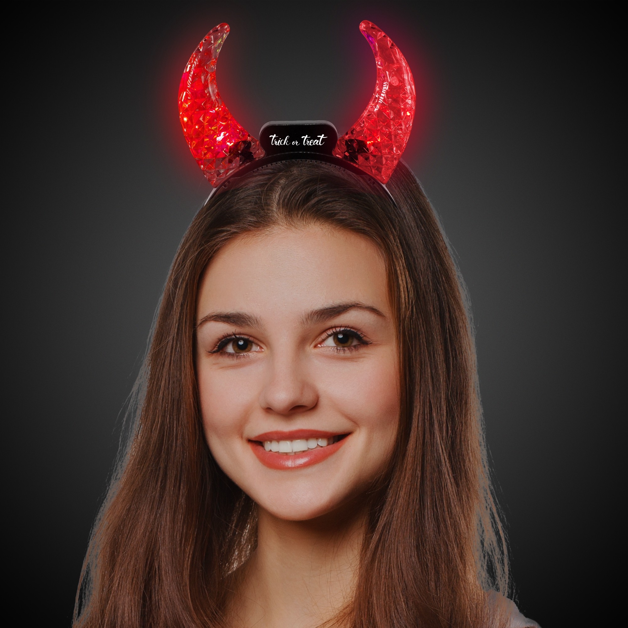 Light Up Crystal Devil Horns