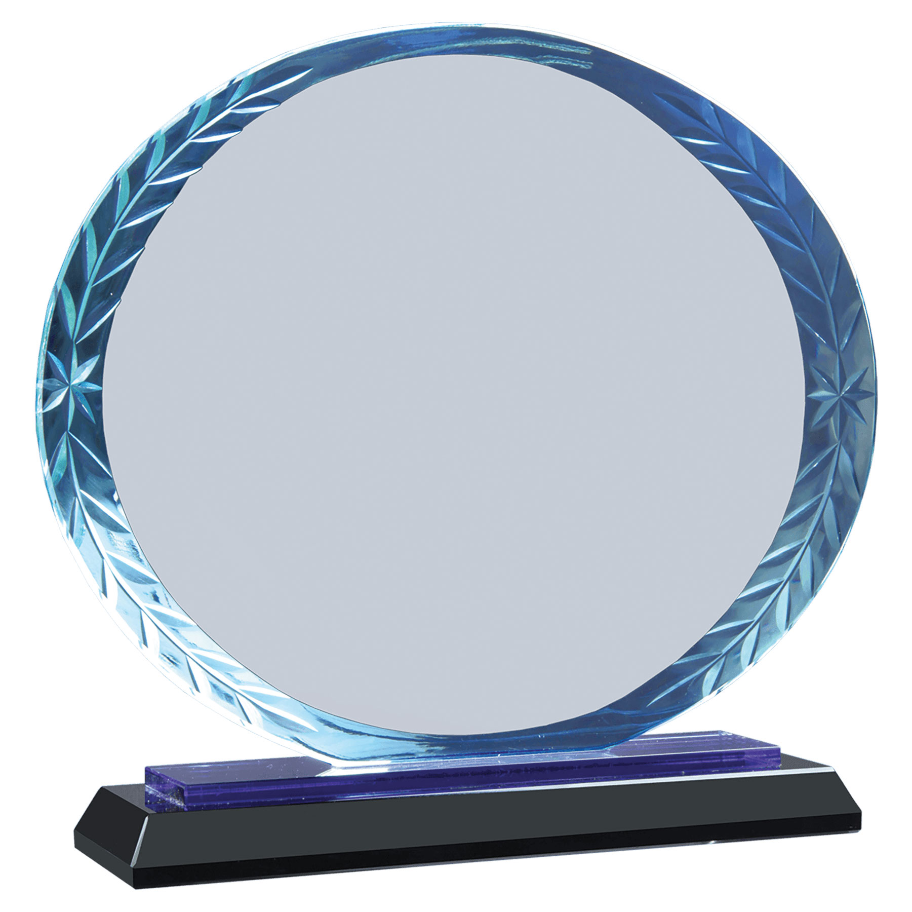 5 3/4" Blue Oval Accent Glass on Black Base 3
