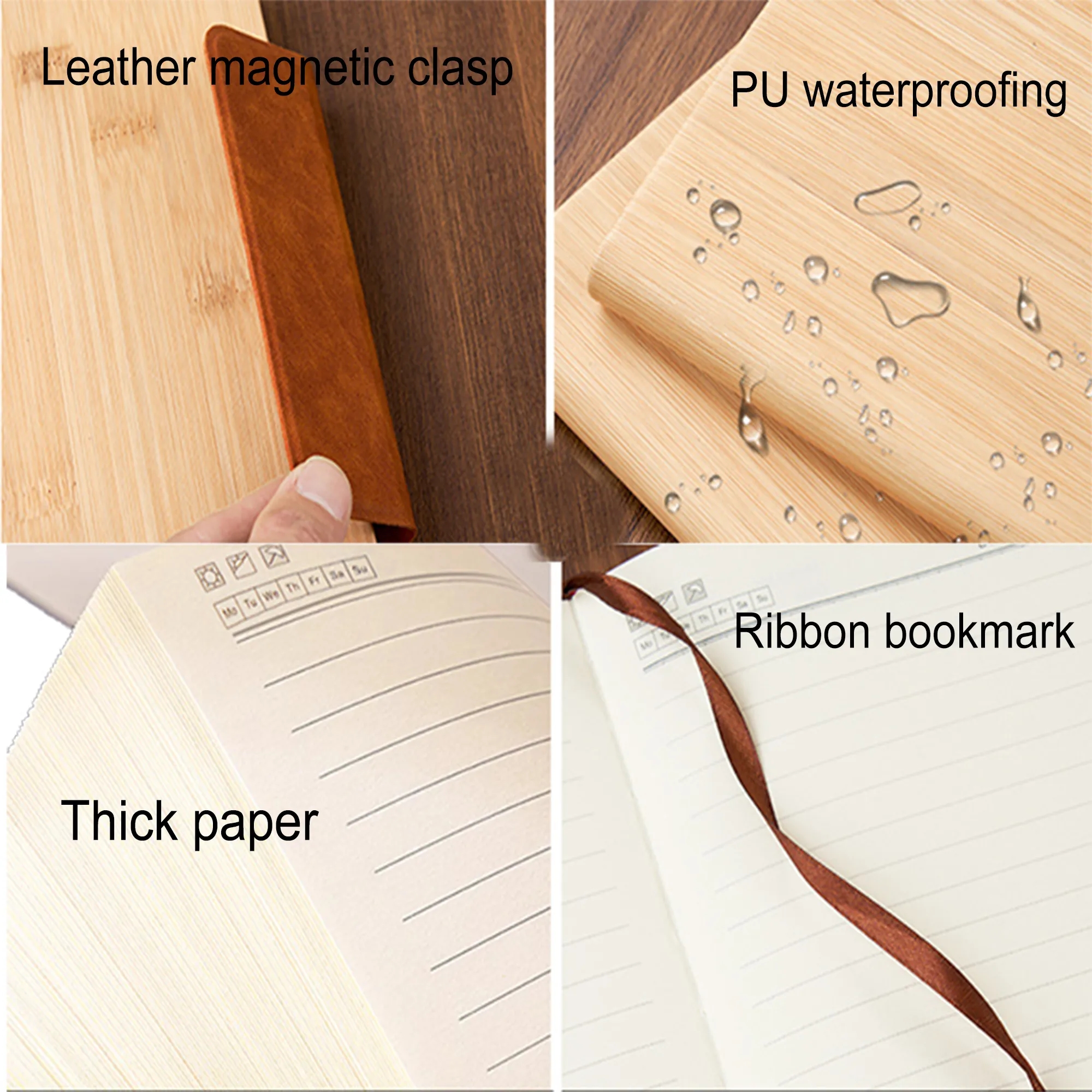 Bamboo-Textured PU Leather Notebook 3