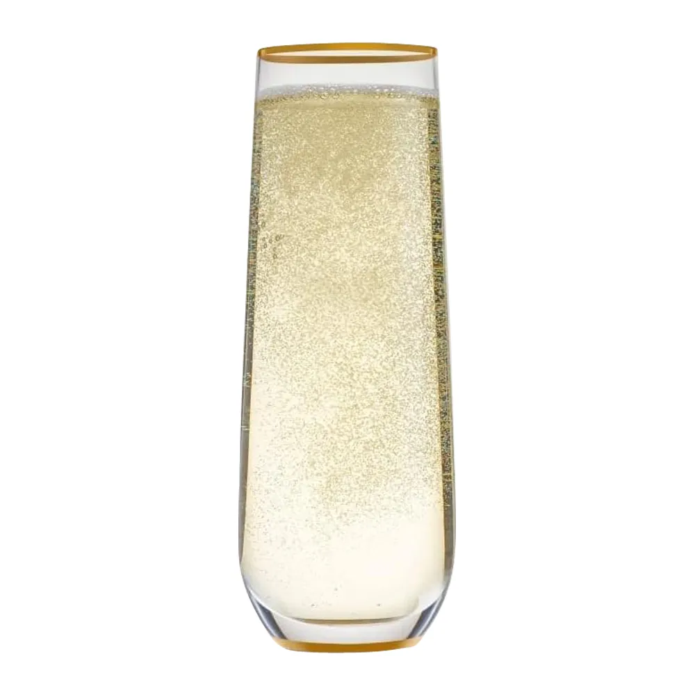 9oz. Gold Rimmed Stemless Champagne Flute 2