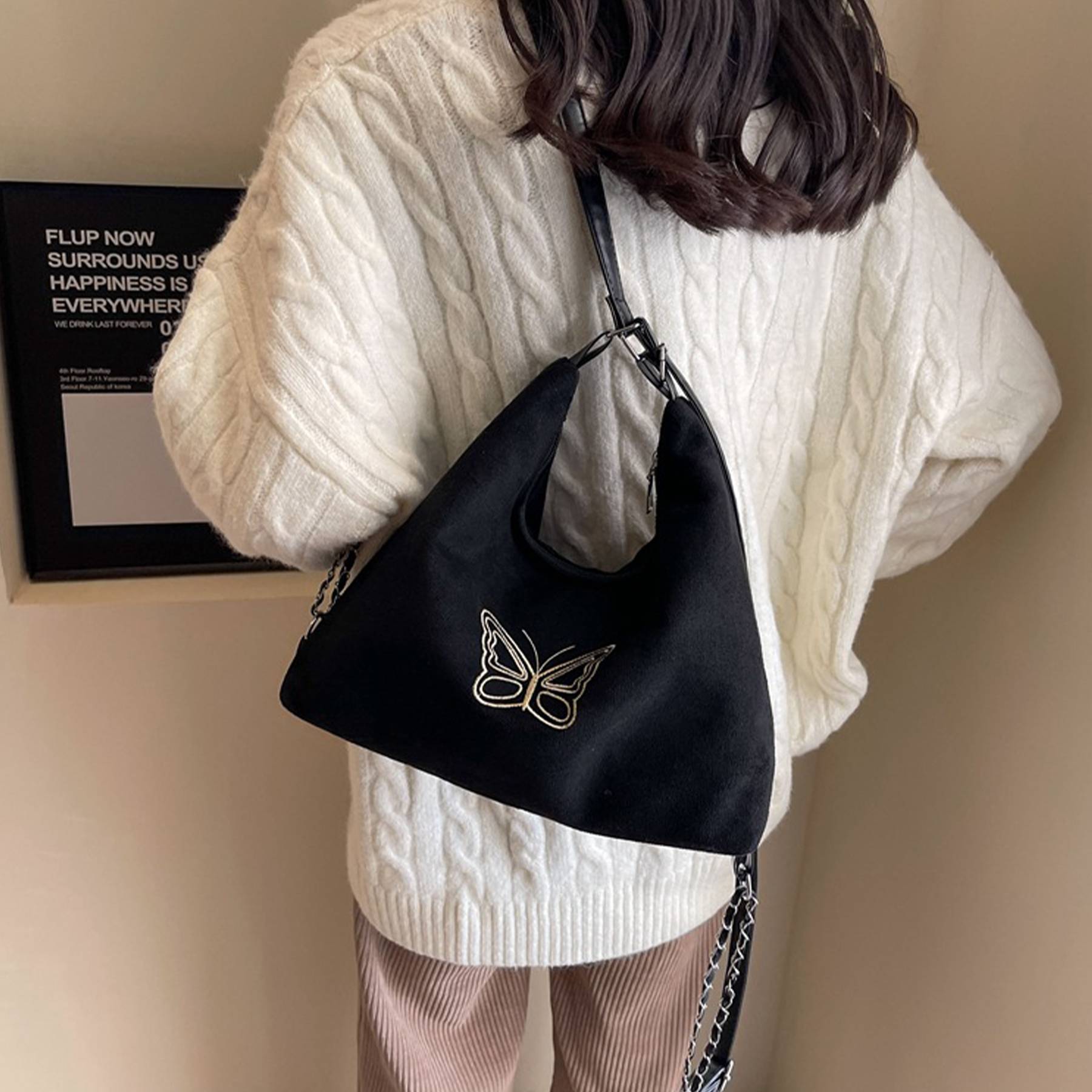 PU Simple multi-purpose butterfly tote bag 5