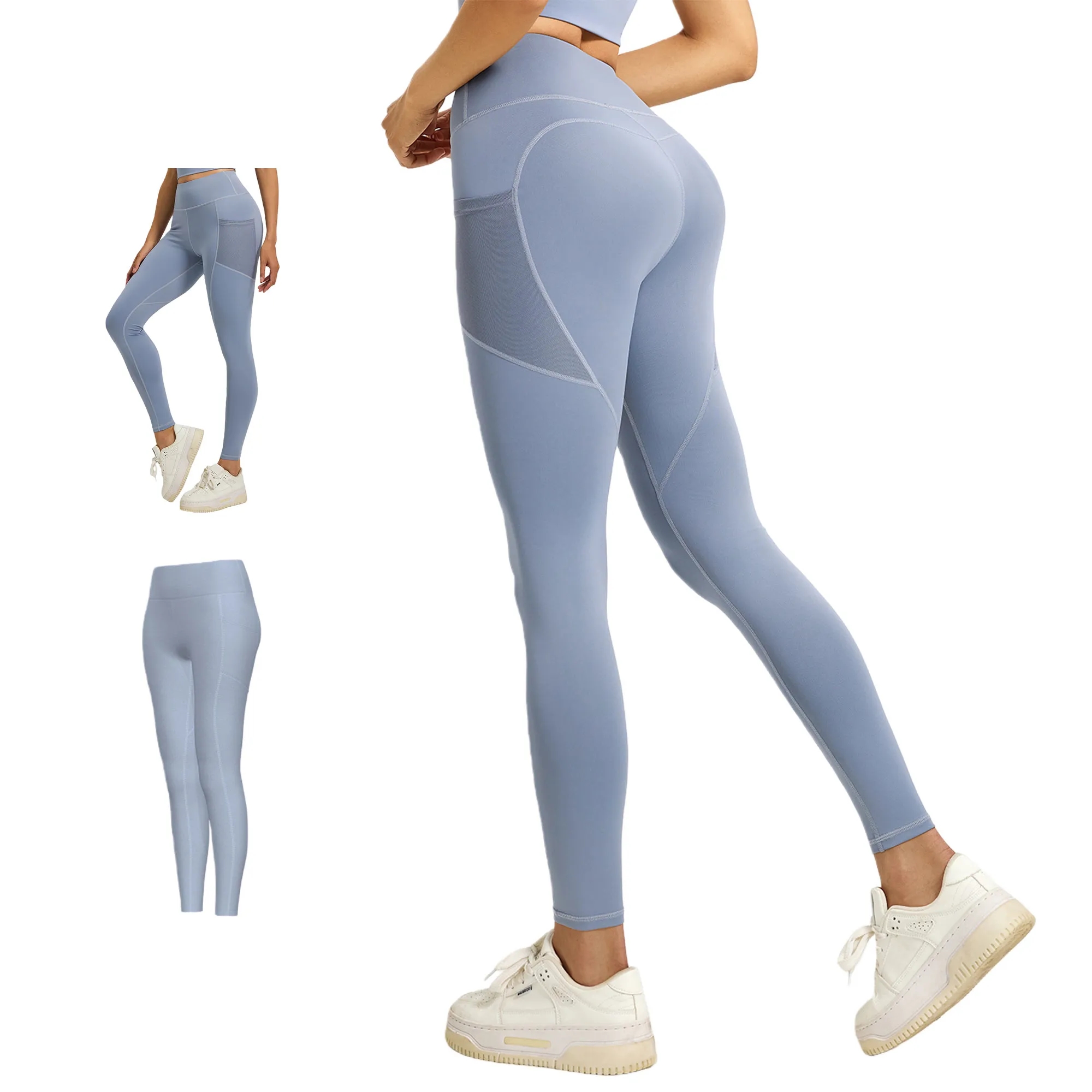 High Waisted Tummy Control Yoga Pants With Mesh Side Pockets 10