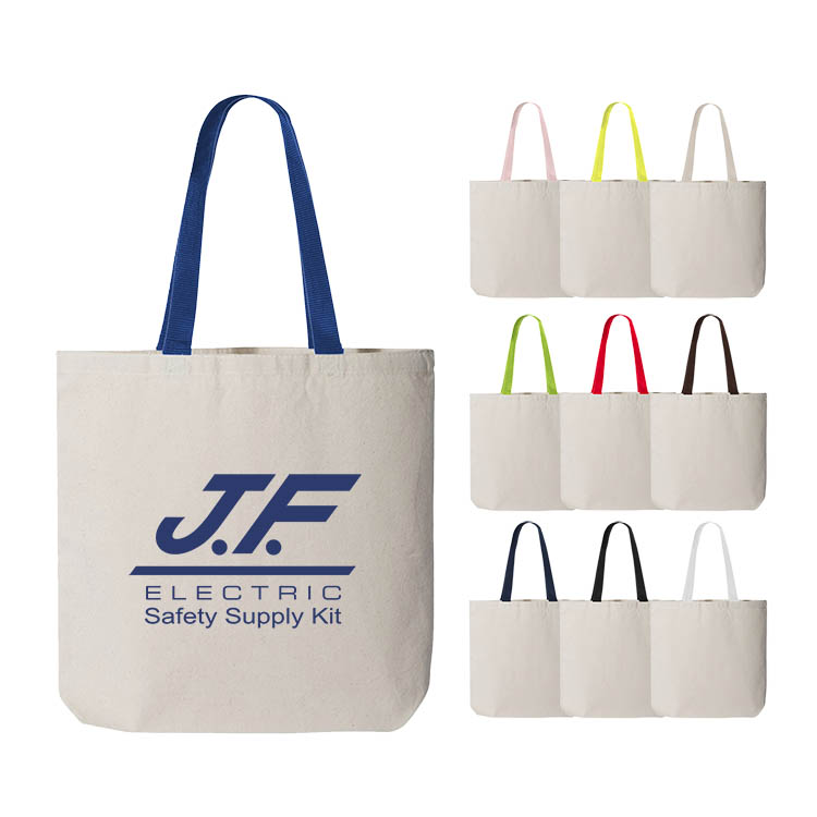 12 oz. Cotton Canvas Tote with Color Handle 9
