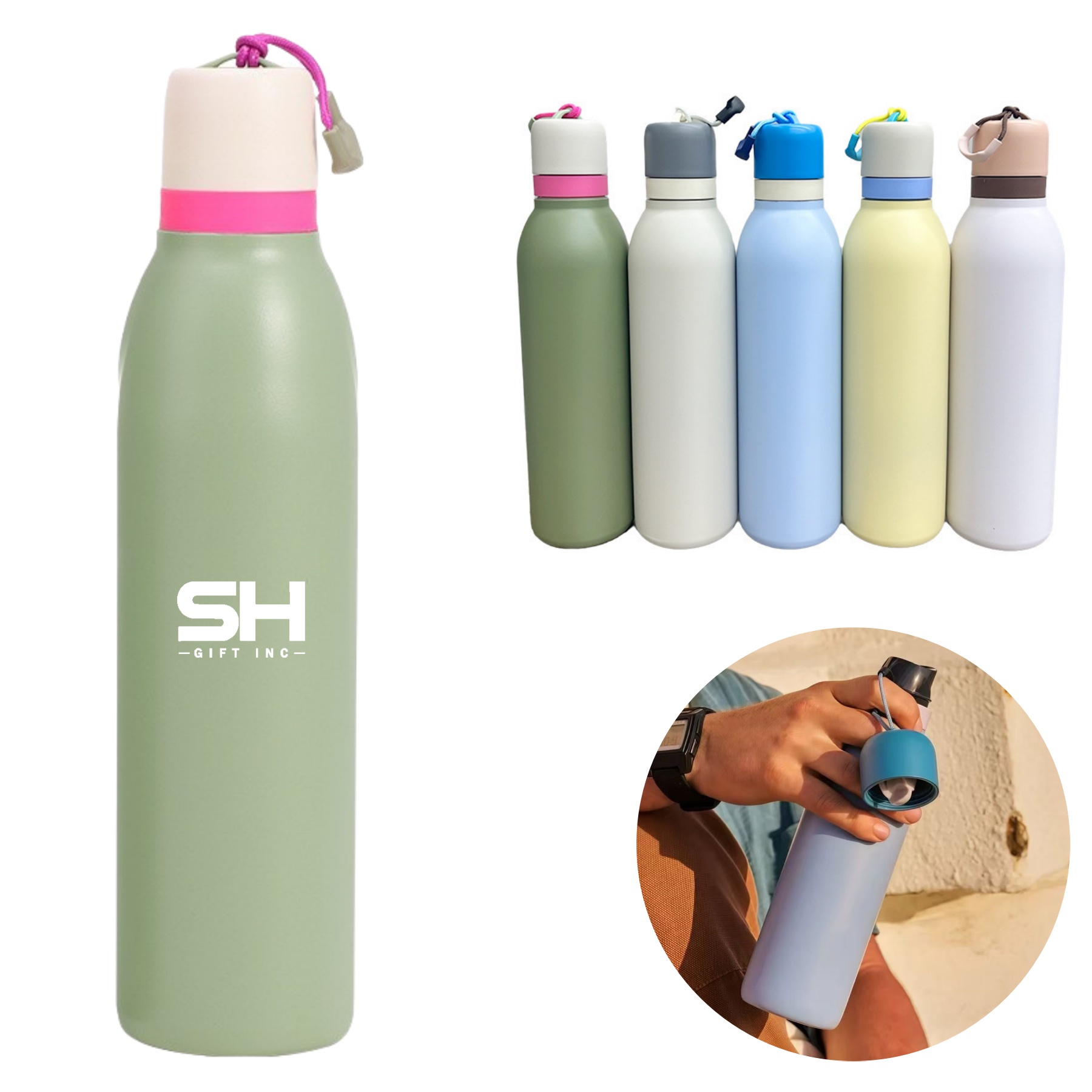 Custom Free Sip Insulated Stainless Steel Twist Water Bottle, custom water bottle with logo imprint 2