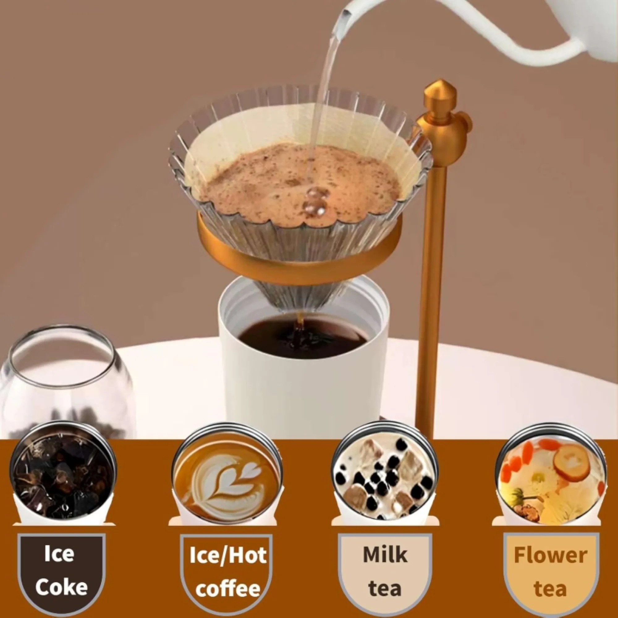 18oz Ceramic Liner Stainless Steel Three Drink Coffee Cup 3