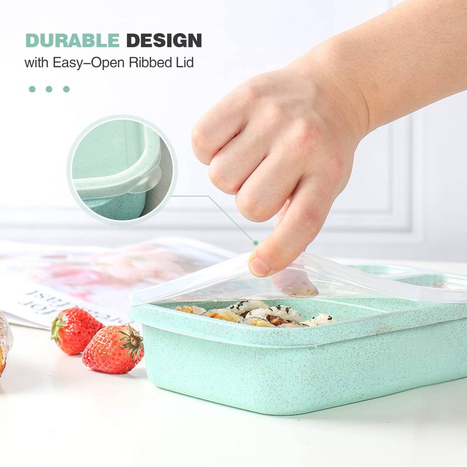 Wheat Straw Bento Box Can Be Microwave Heated 3