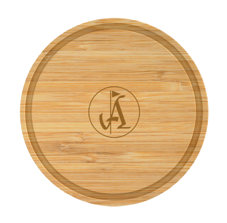 10.5" Round Bamboo Cutting Board Thick Style with Juice Groove 1