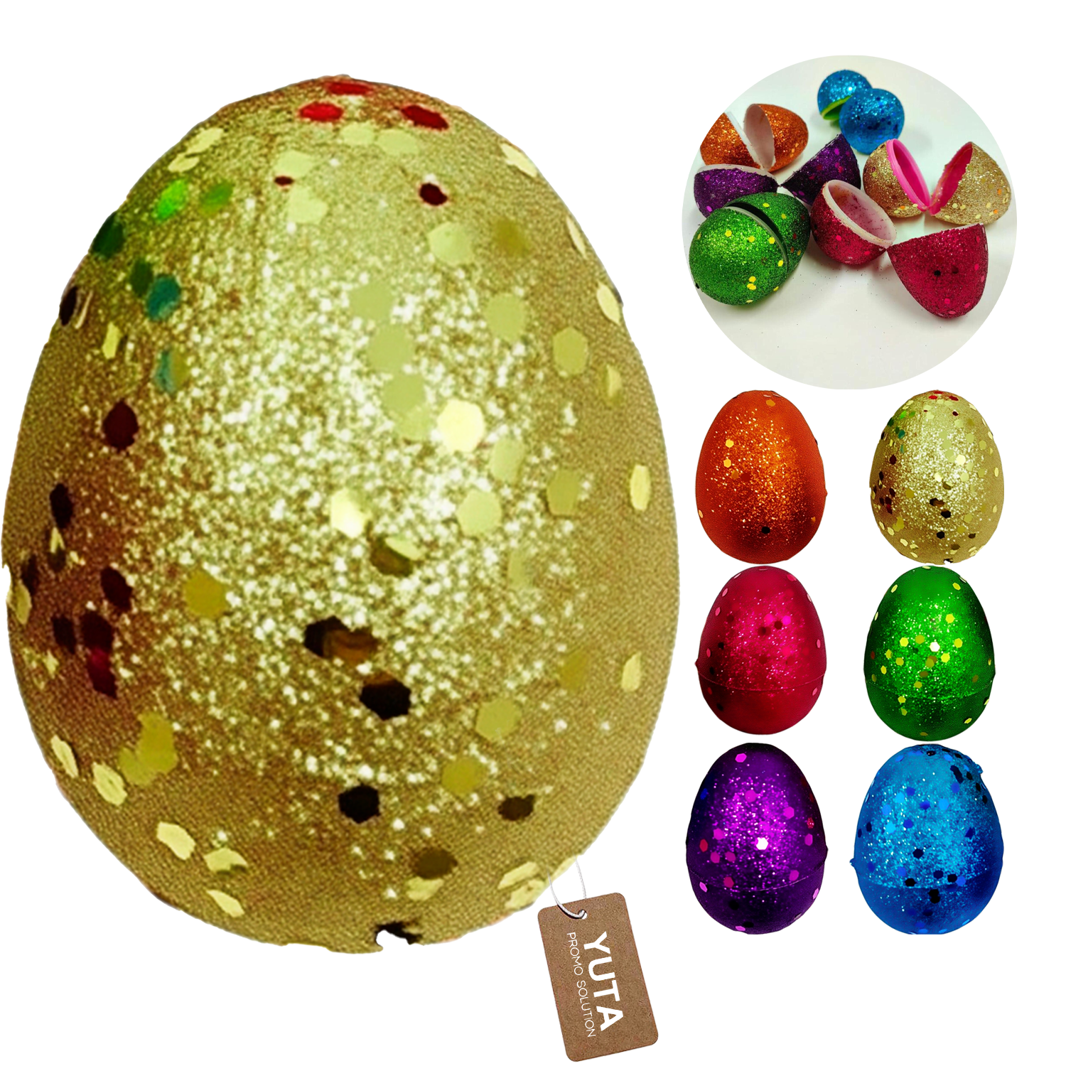 Glittered Fillable Plastic Easter Eggs 5