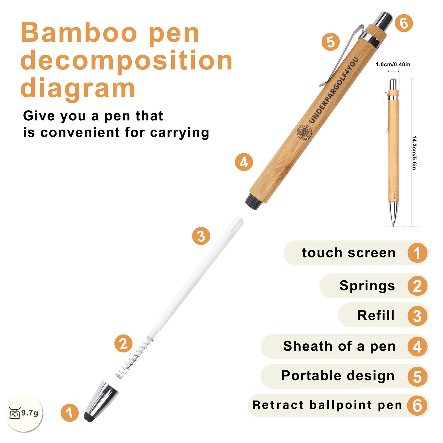 Bamboo Retract Ballpoint Pen 2