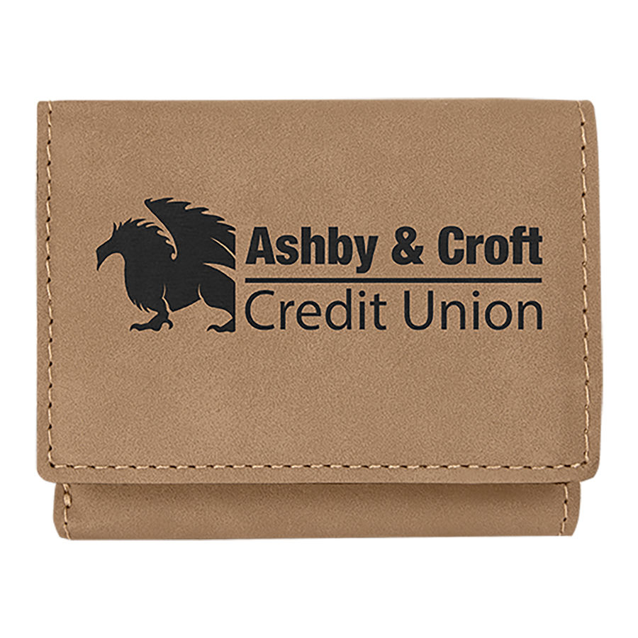 3" x 4" Light Brown Leatherette Trifold Wallet 3