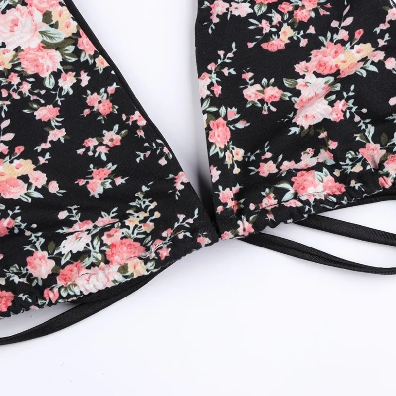 Women's Floral Print Seamless Halter Bikini Bra 2