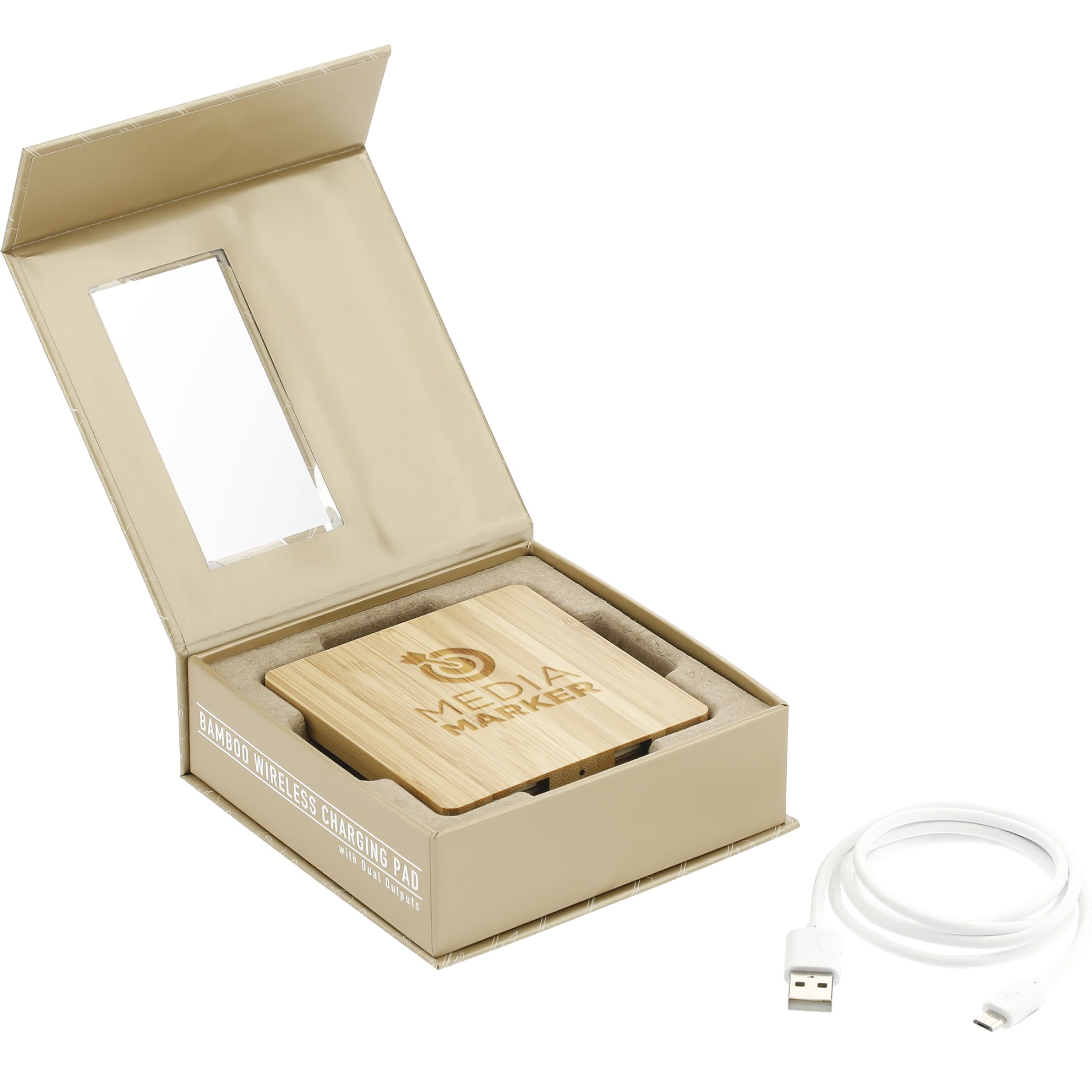 FSC® 100% Bamboo Wireless Charge Pad w/Dual Output 23